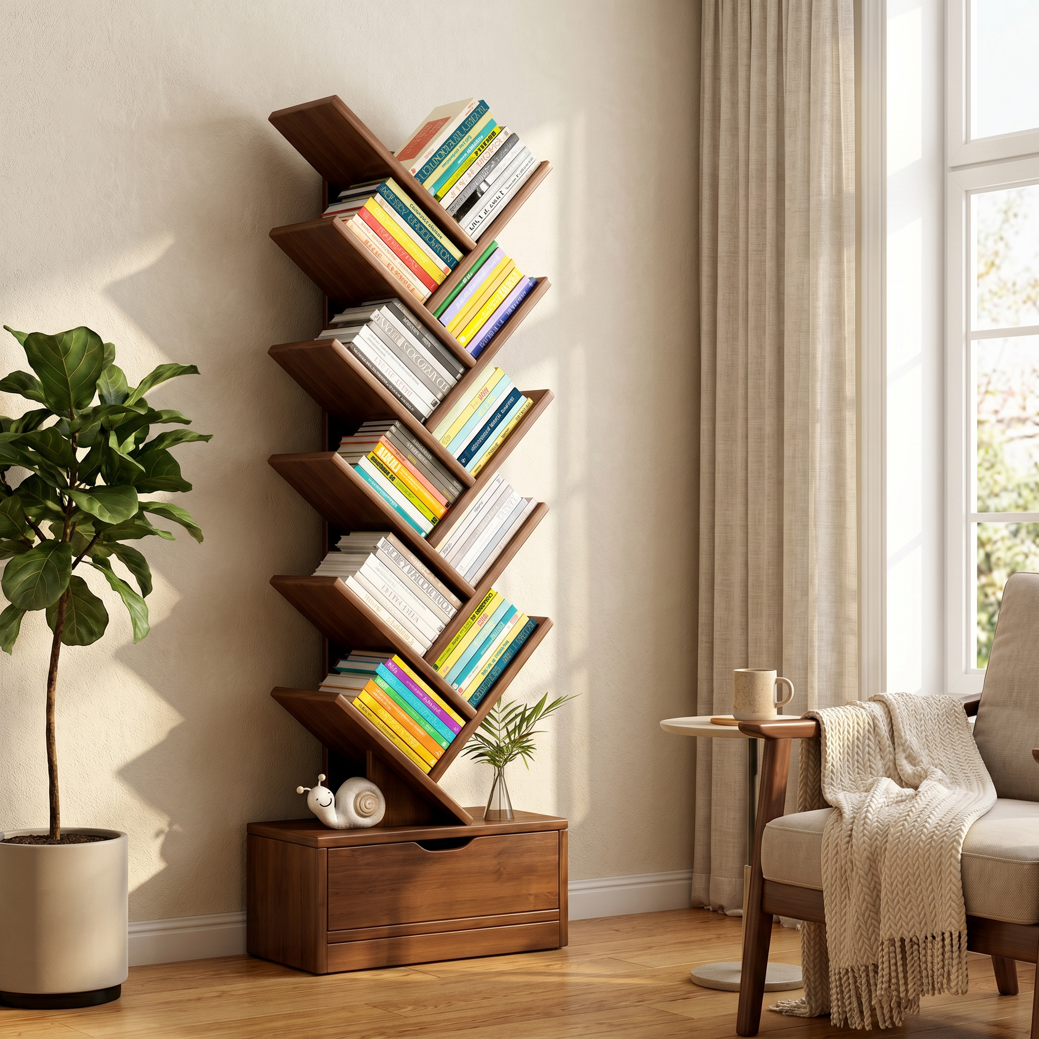 Eco-Friendly Board Bookshelf, 6-12 Tiers, Walnut or Wood Color