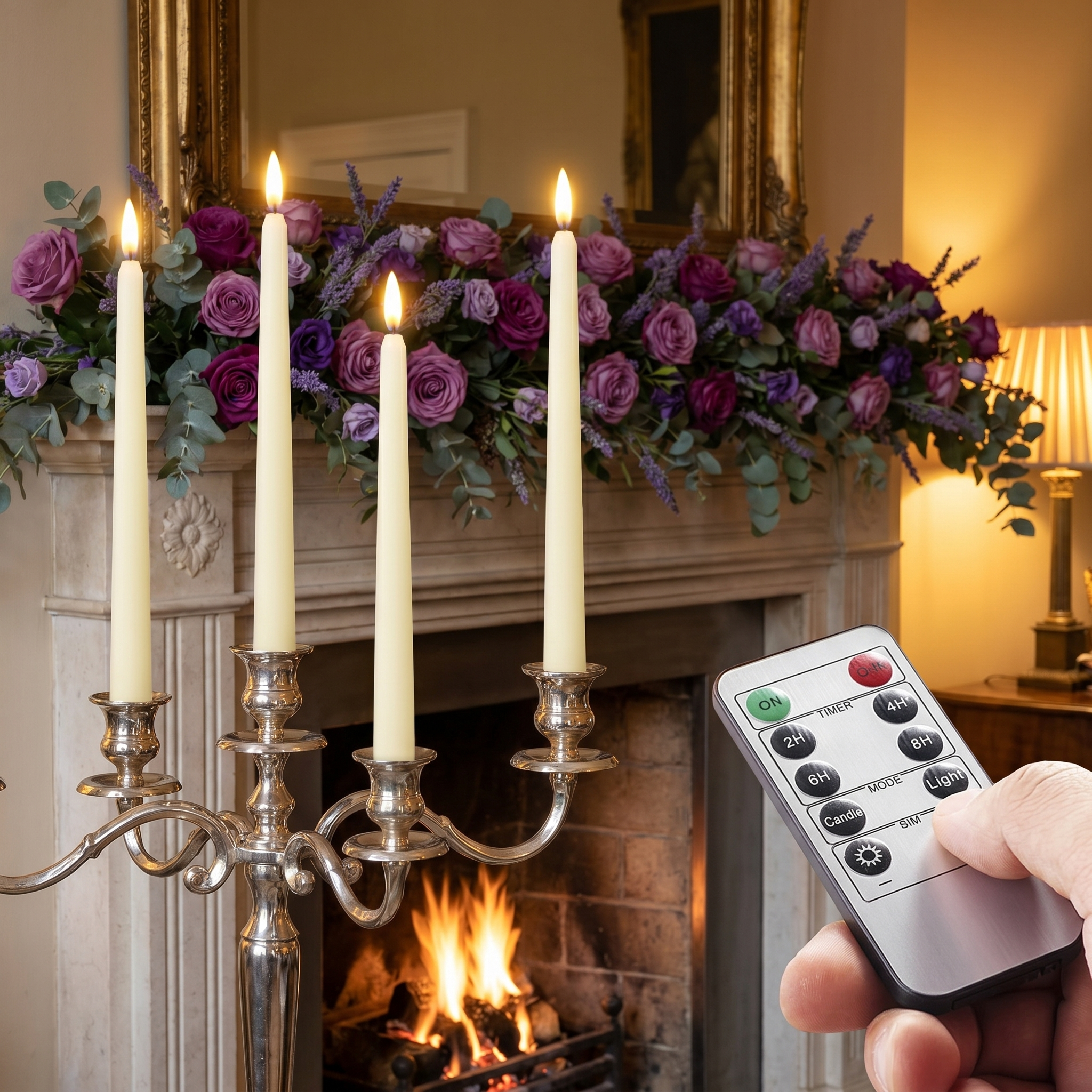 Flameless Chandelier Candles, Remote Timer and Dimmer, LED, Set of 4
