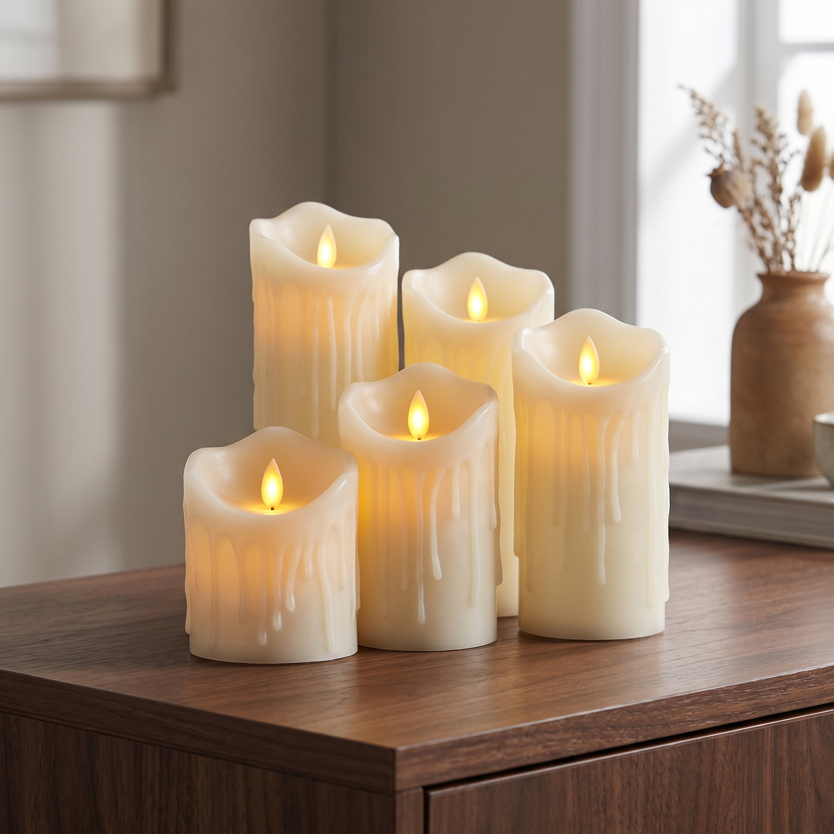 Flameless LED candles, Melting, Set of 5