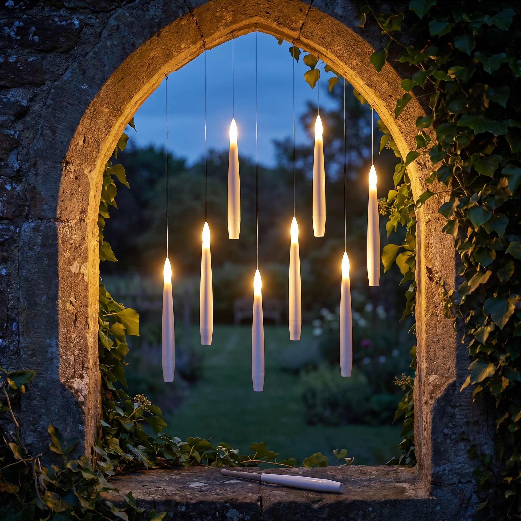 Floating LED Candles, Magic Wand Remote, Flameless, PP, Set of 10