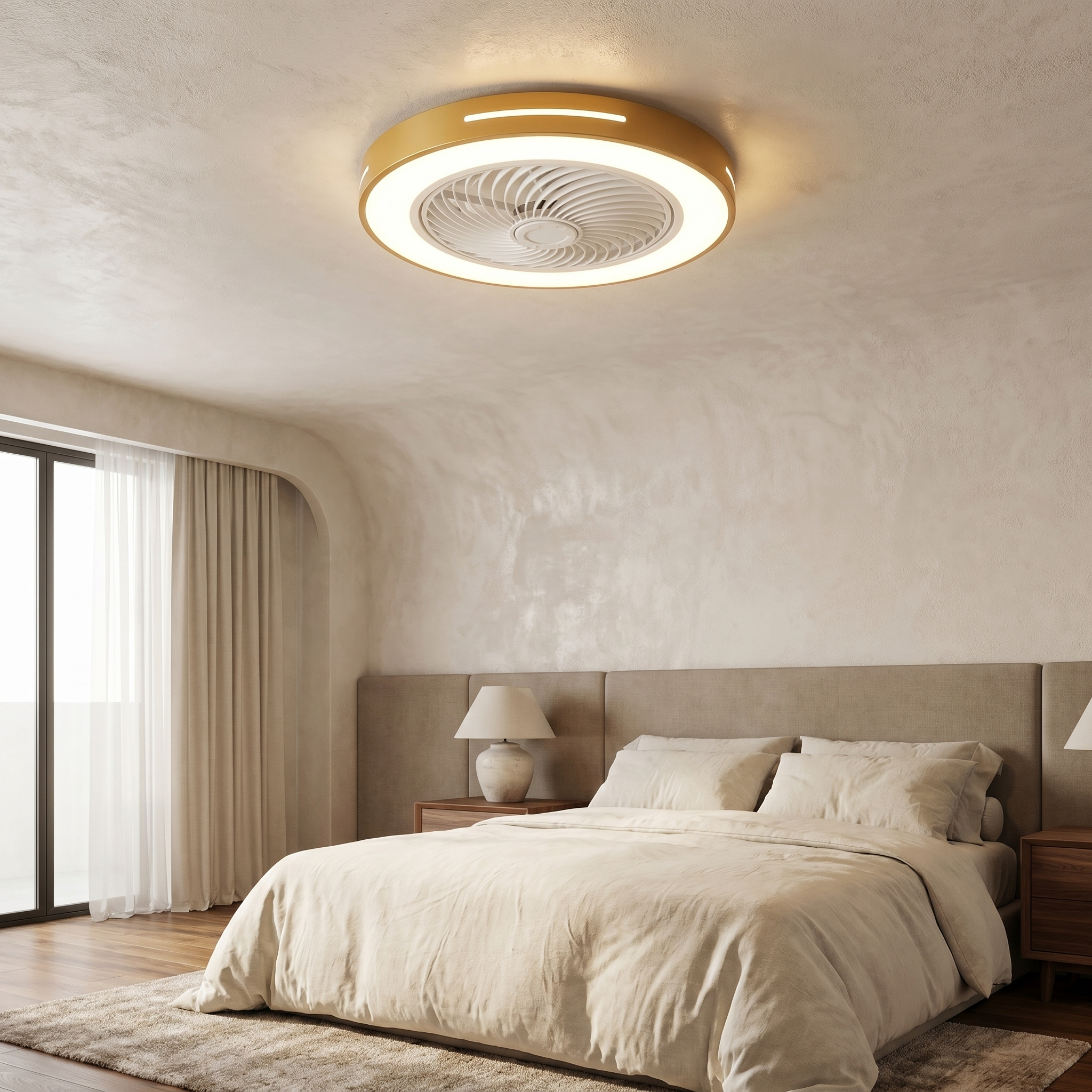 Flush Mount Ceiling Fan with Light, 72W LED, Remote, 7 Colors