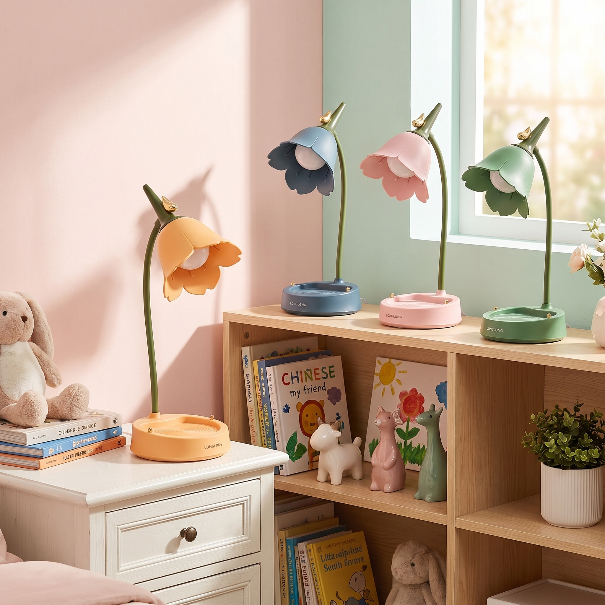 Flower Petal Desk Lamp, Touch Control, Dimmable LED, ABS, CE Certified