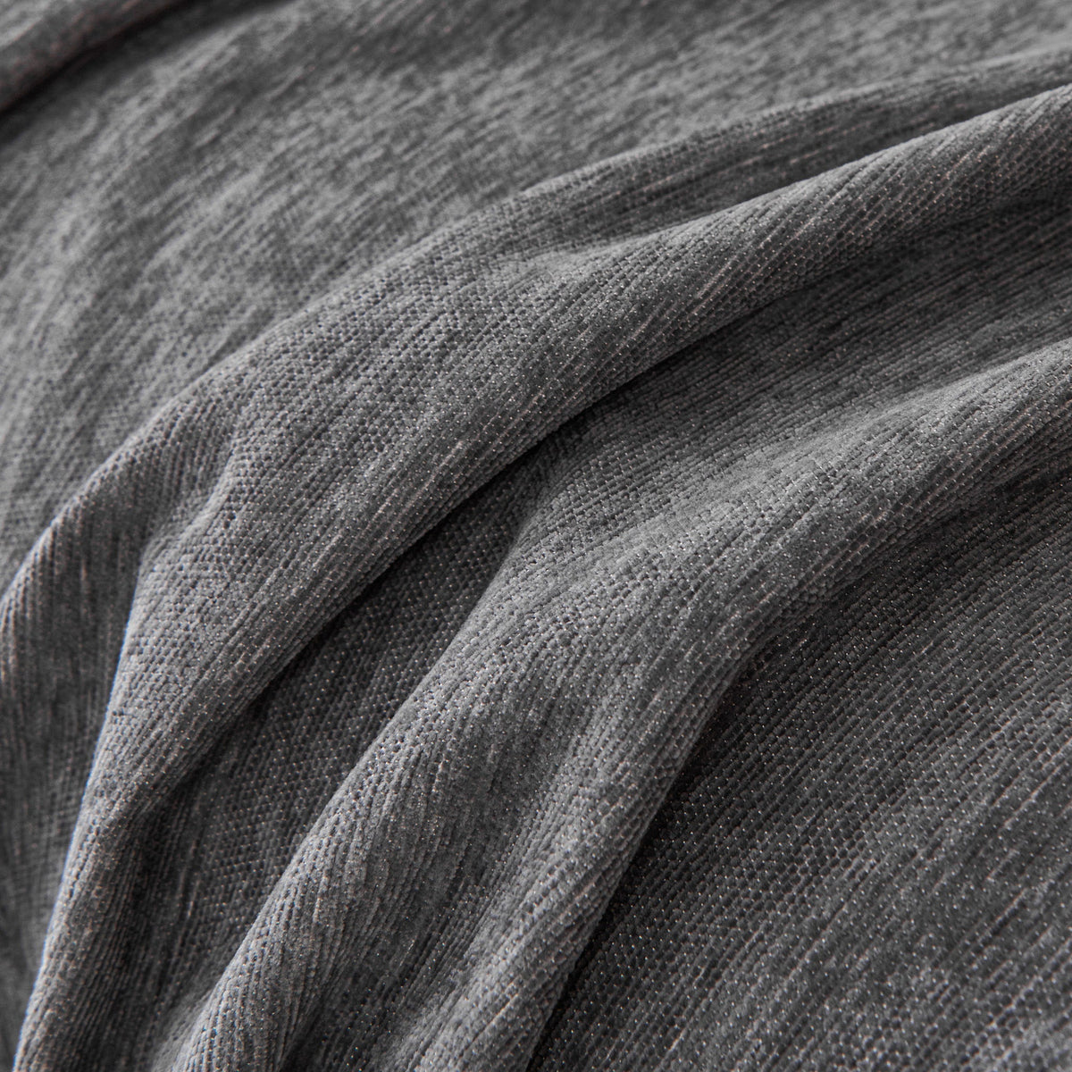 Close view of the dark gray woven texture