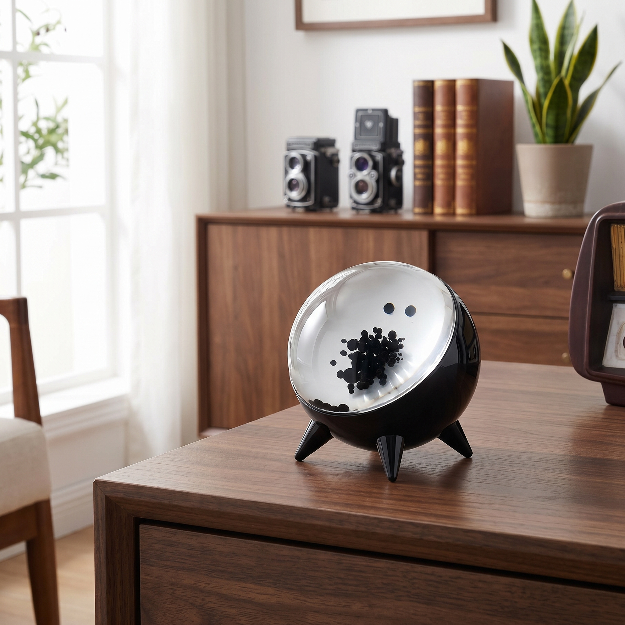 Ferrofluid Sound-Reactive Display, Bluetooth and AUX, ABS and Glass