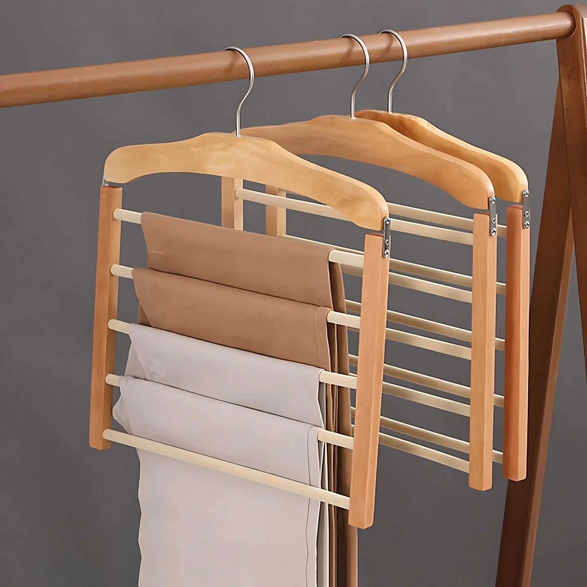 Fern Wardrobe Multi-Tier Hanger, Wood and Metal