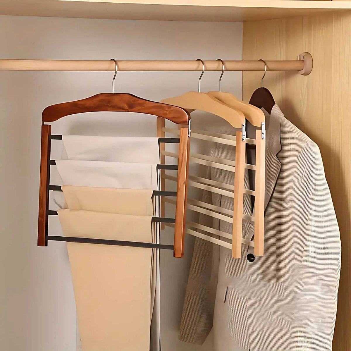 Fern Wardrobe Multi-Tier Hanger, Wood and Metal