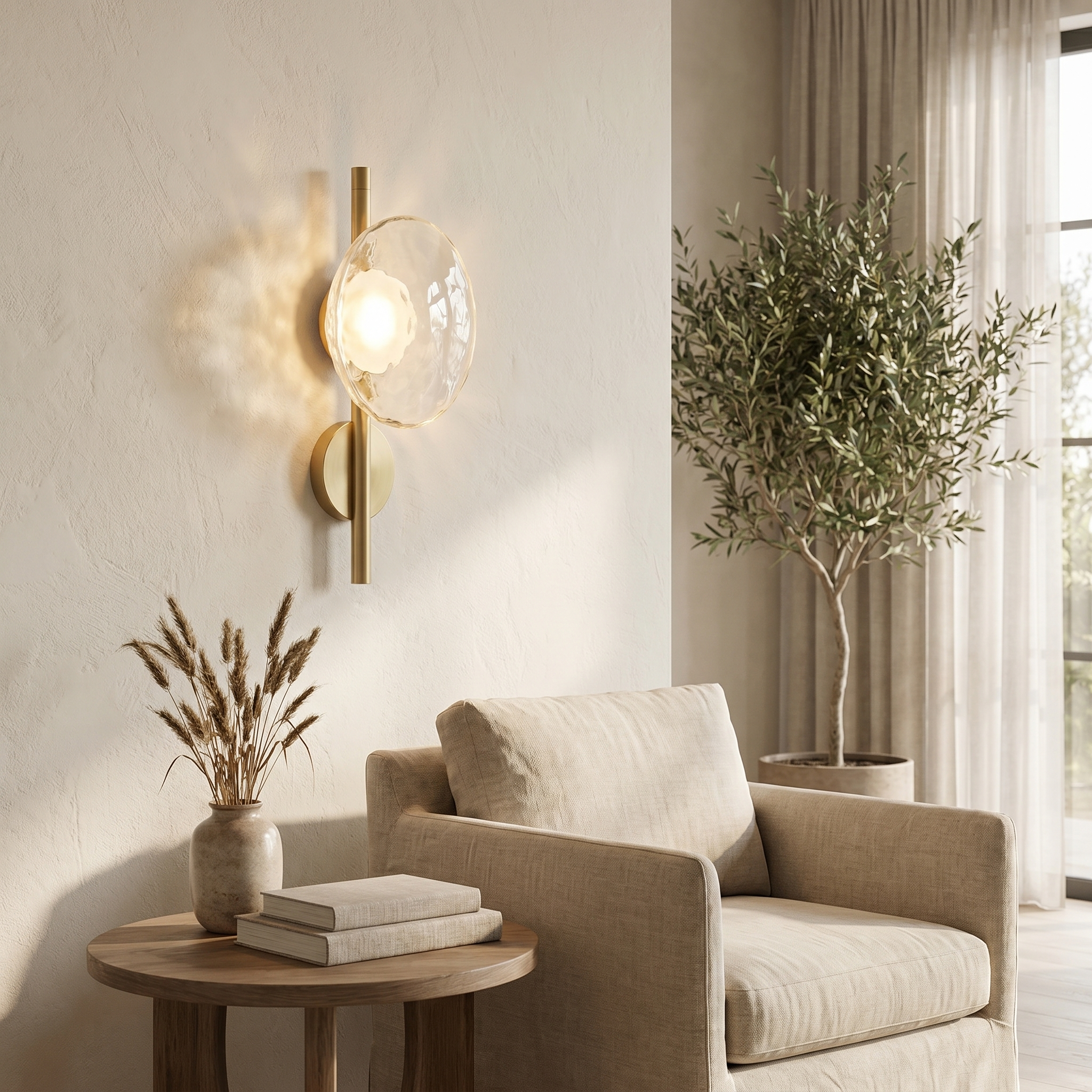 Glass and Iron Wall Lamp, Up Down Light, LED Included, 90-260V