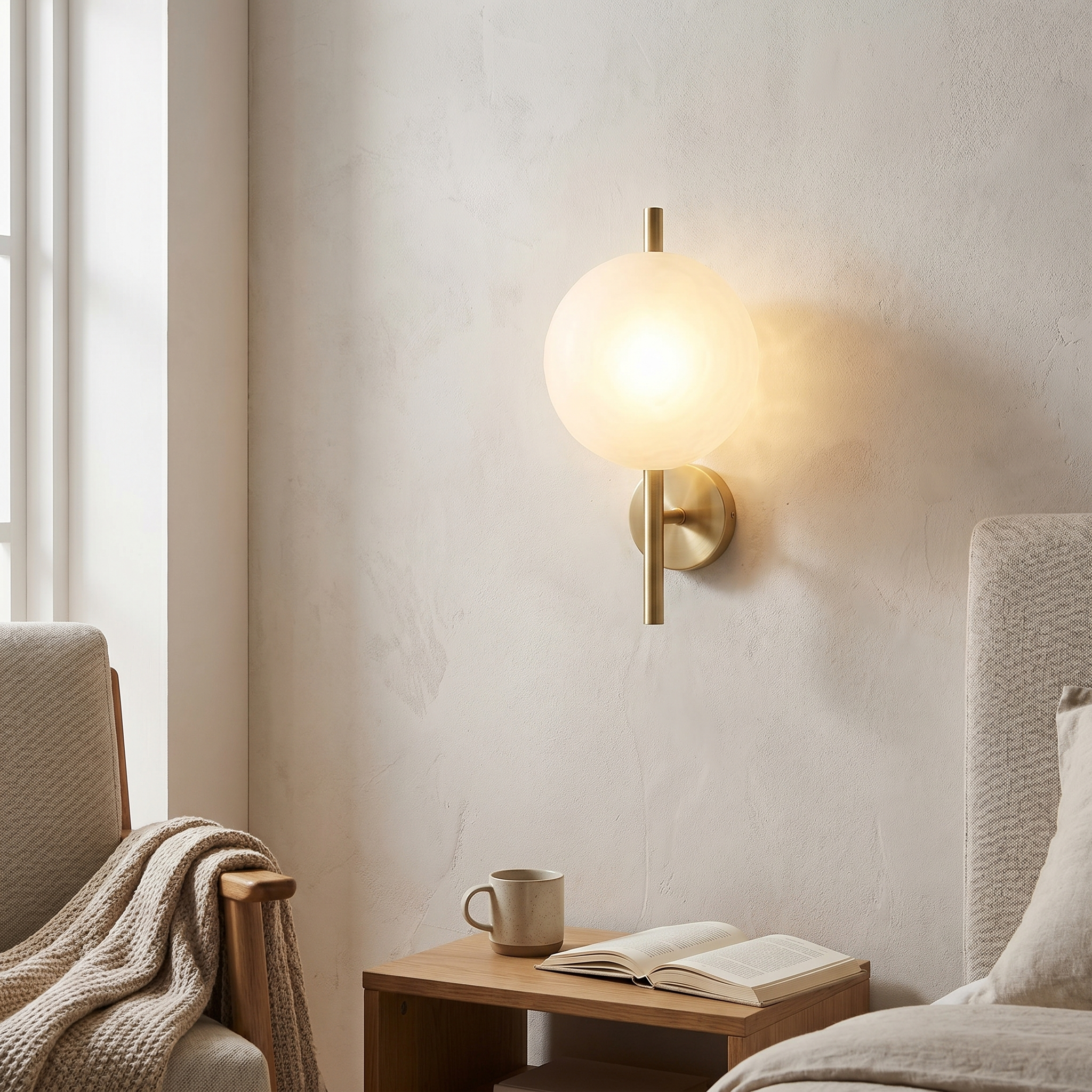 Glass and Iron Wall Lamp, Up Down Light, LED Included, 90-260V