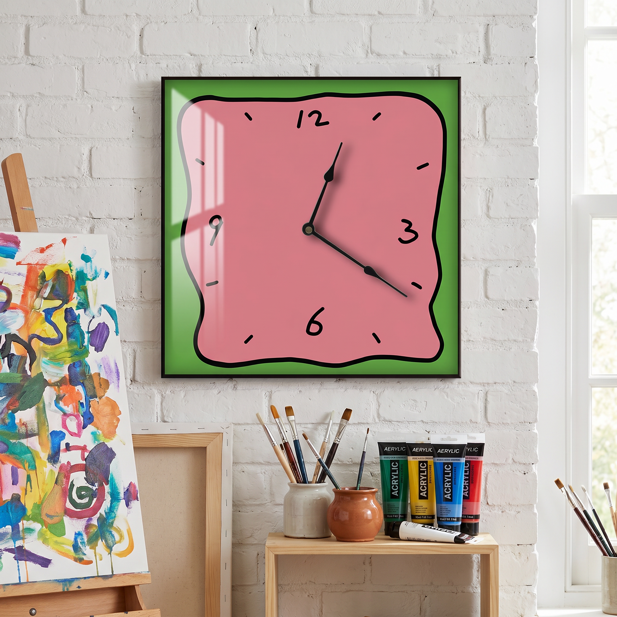 Graffiti Art Silent Wall Clock, Crystal Porcelain, Two Sizes
