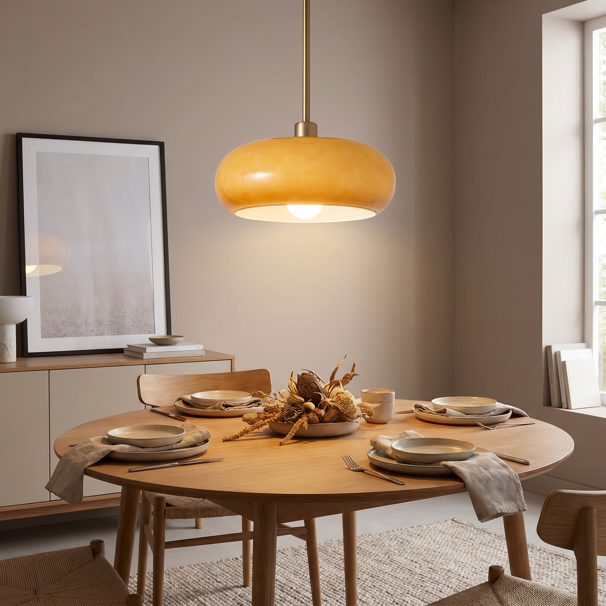 Glass Copper Ceiling Light, E26, Flush Mount or Pendant, Orange or White