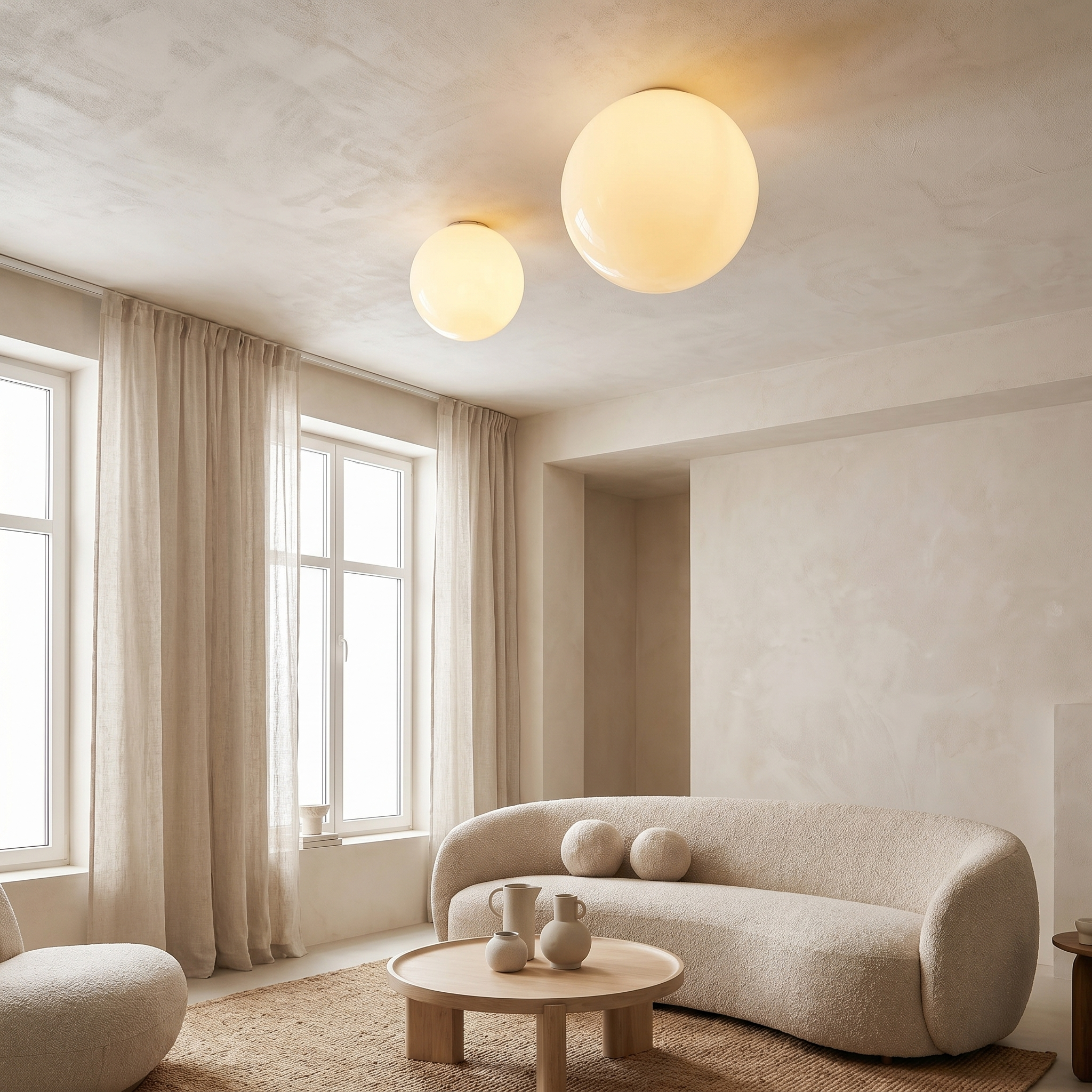 Glass Ceiling Lamp, Aluminum, G9, Glossy or Frosted, Three Sizes