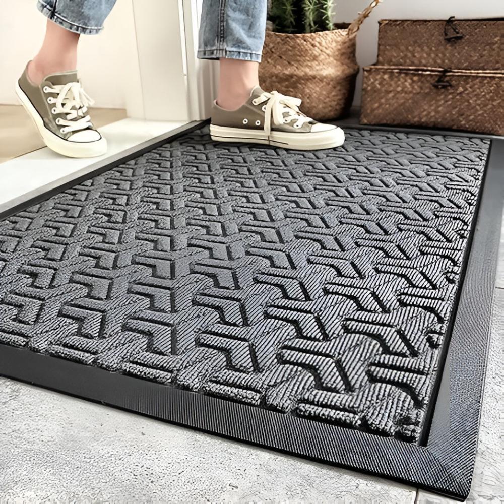 Geometric Entryway Door Mat, Non-Slip Rubber-Backed