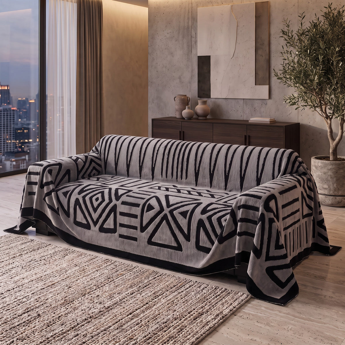 Sofa Cover in Gray on a sofa