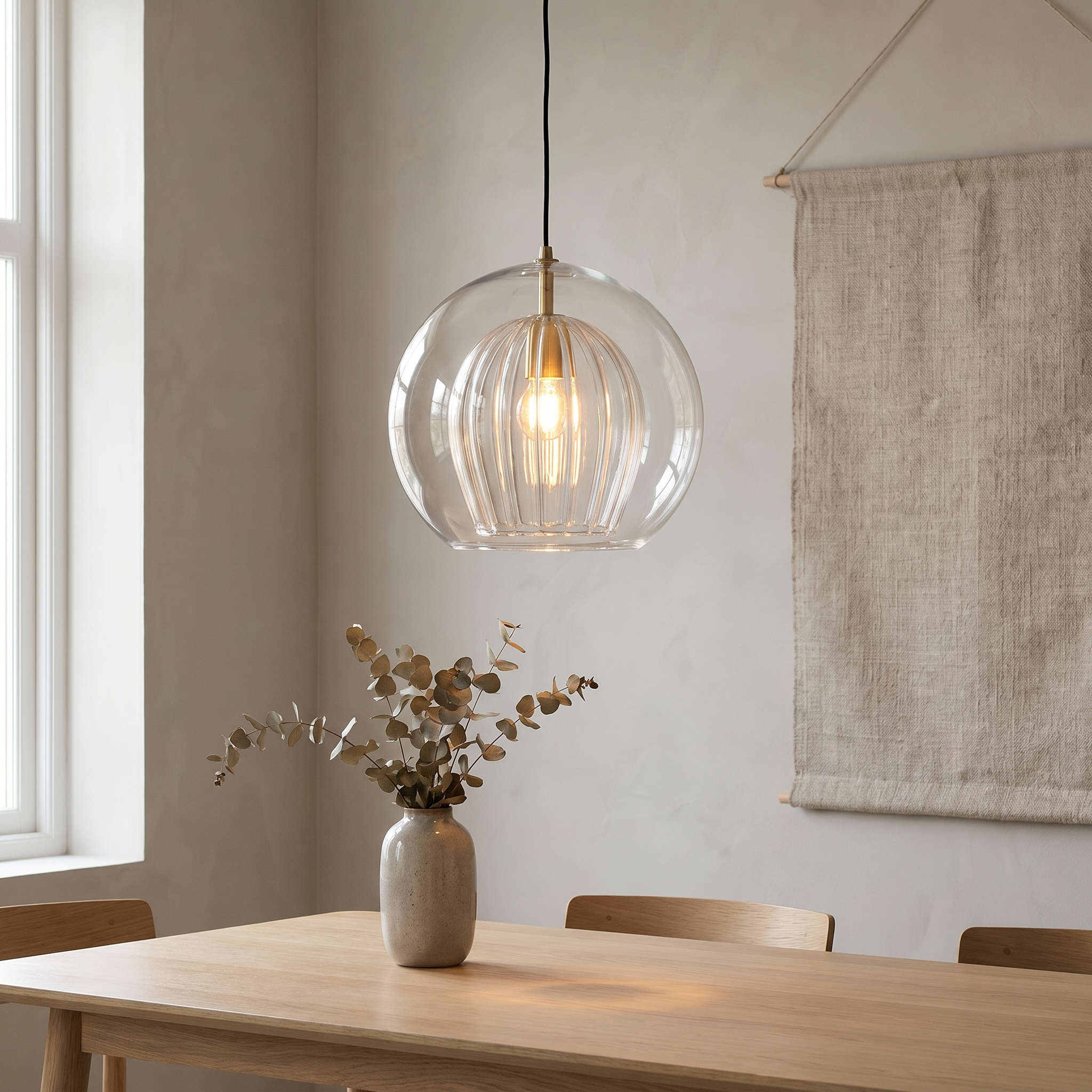 Glass Globe Pendant Light, Clear or Amber, G4 LED, 15, 20 or 25 cm, IP20