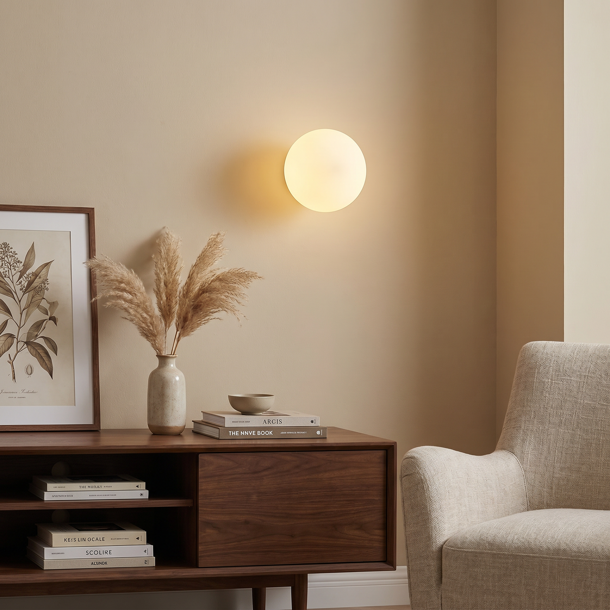 Glass Orb Wall Sconce, G9, White, Three Sizes, Hardwired, 100-240V