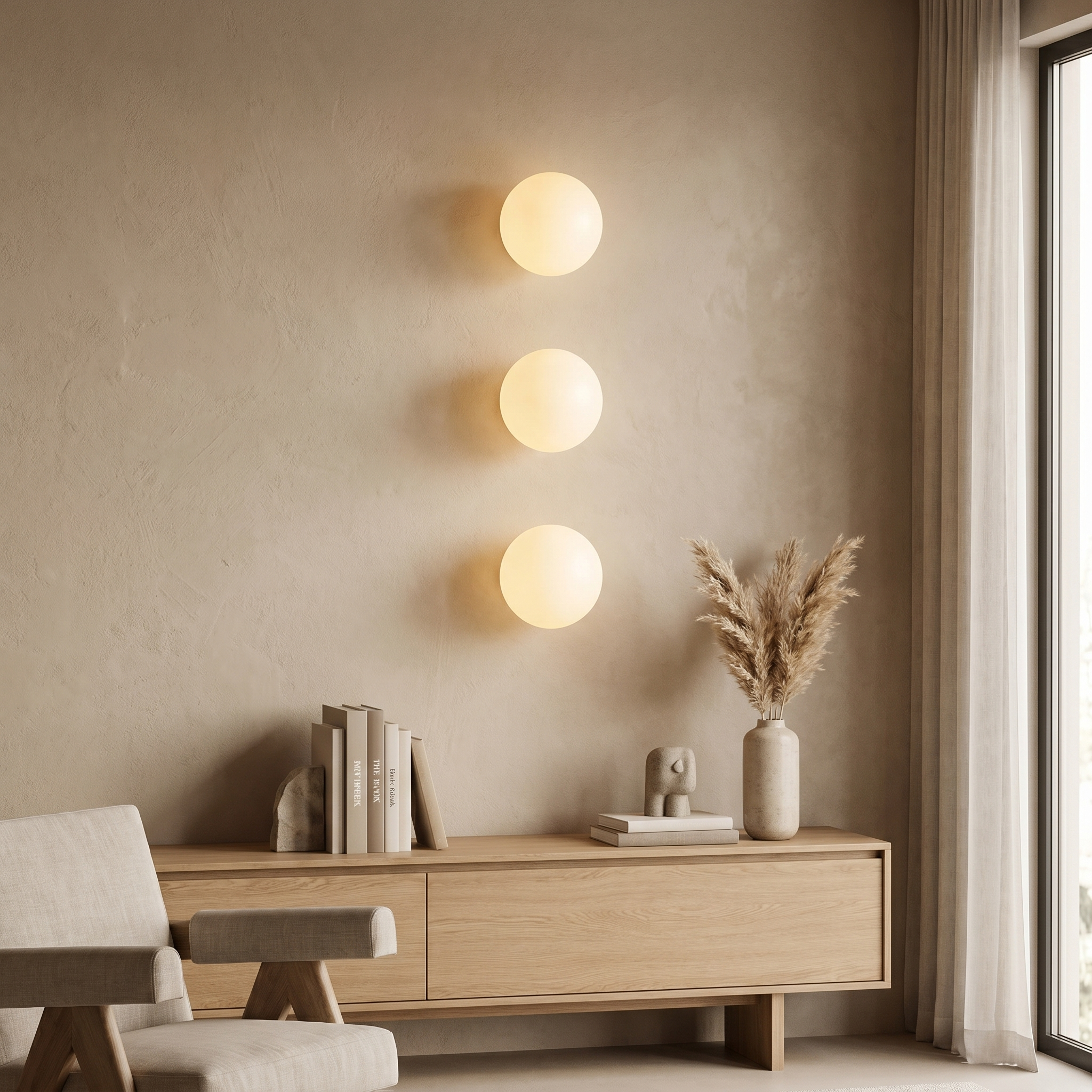 Glass Orb Wall Sconce, G9, White, Three Sizes, Hardwired, 100-240V