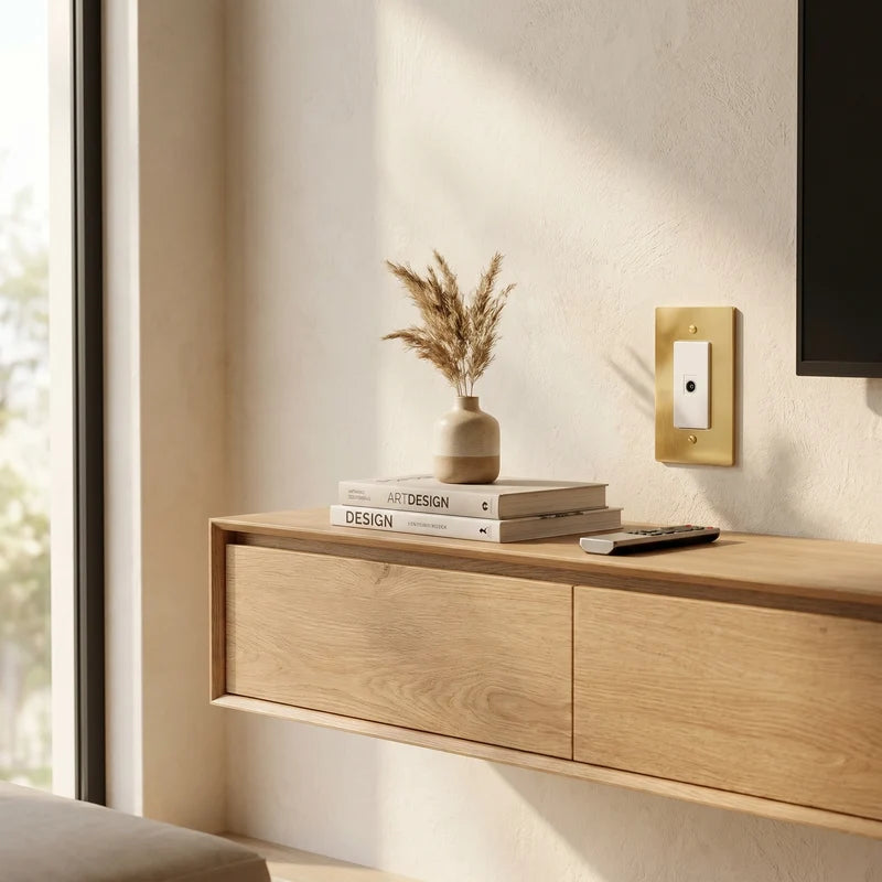 Brass Wall Plate, TV, Phone and Internet, Retro Panel