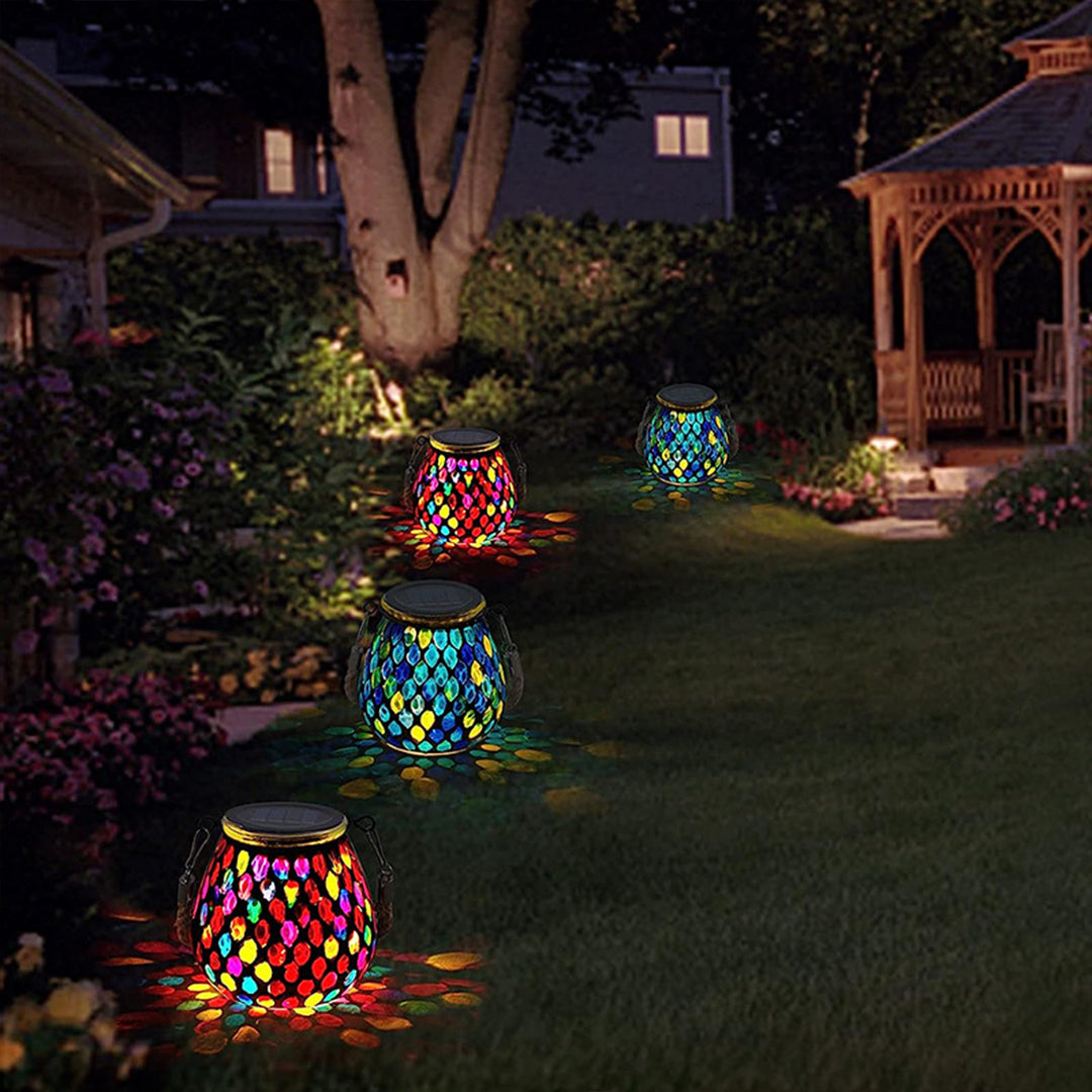 Solar Glass Mosaic Lamp, Handcrafted, Hanging or Placed, 5 Styles