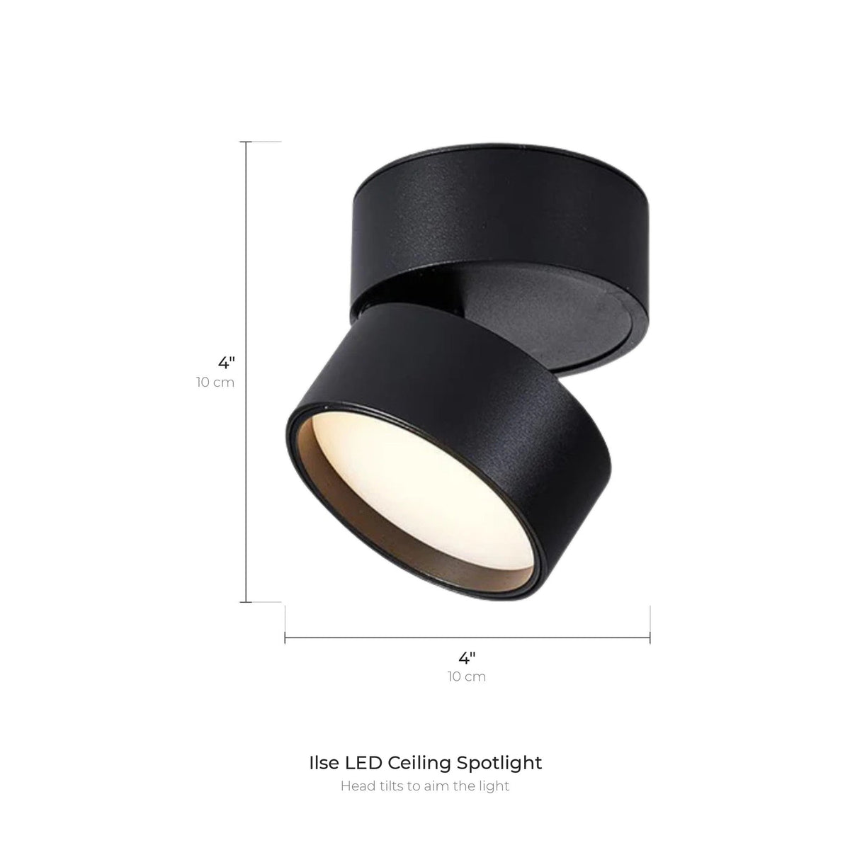 Ilse LED ceiling spotlight dimensions: 4 inches across and 4 inches tall
