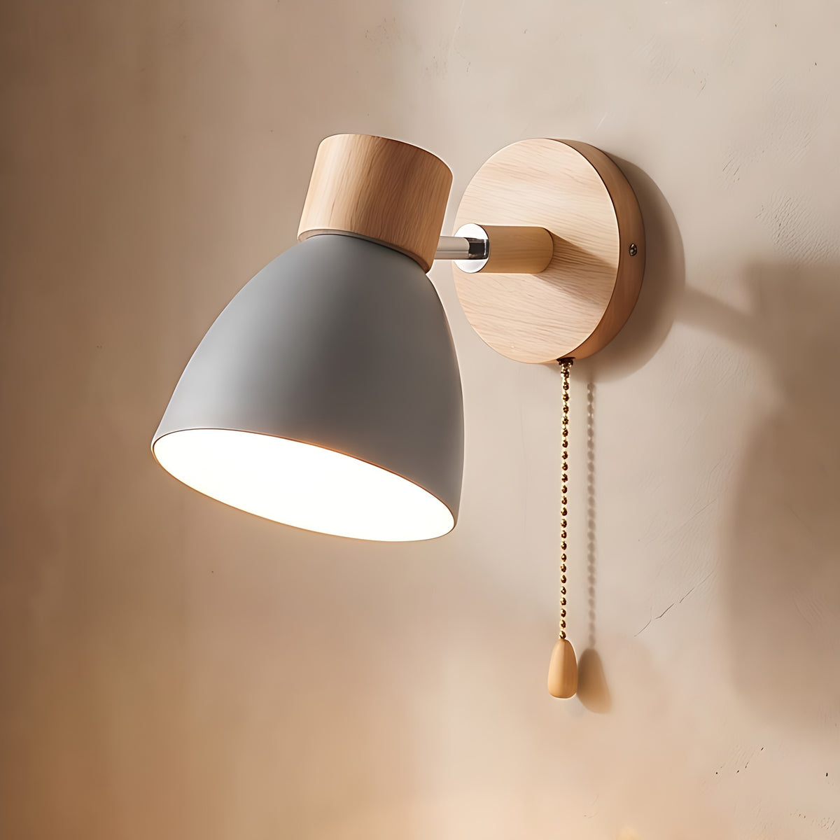 Juni wall sconce, gray, with pull chain