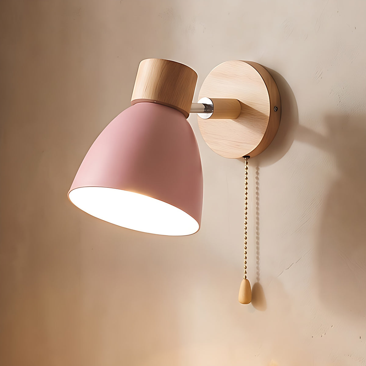 Juni wall sconce, pink, with pull chain