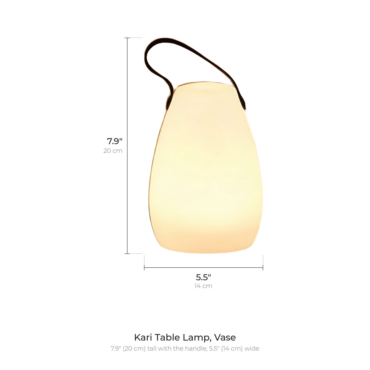 Kari cordless table lamp, Vase dimensions