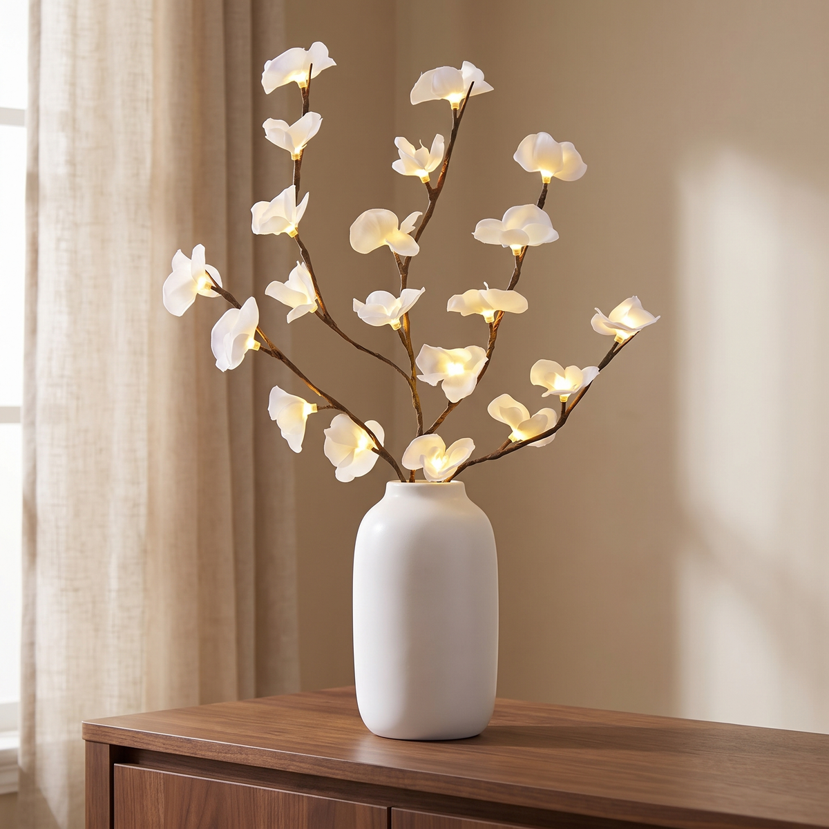 Lighted branches, White Orchid