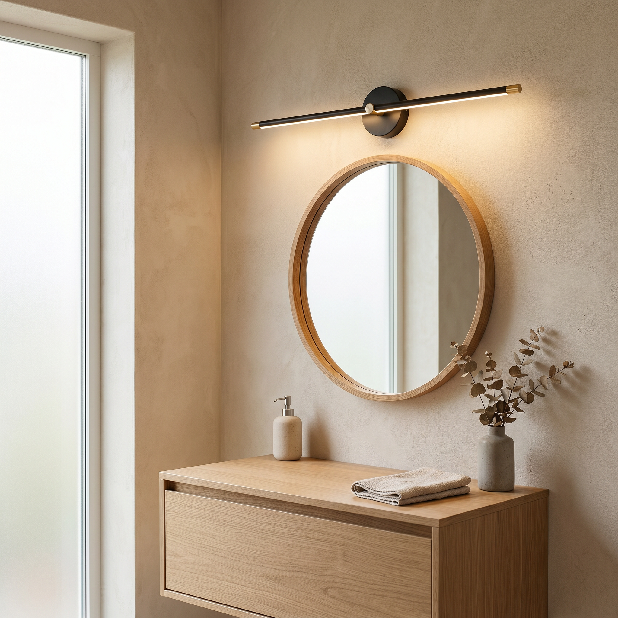 Linear LED Wall Sconce, Metal and Aluminium, 3000K or 6000K, 60 or 80 cm