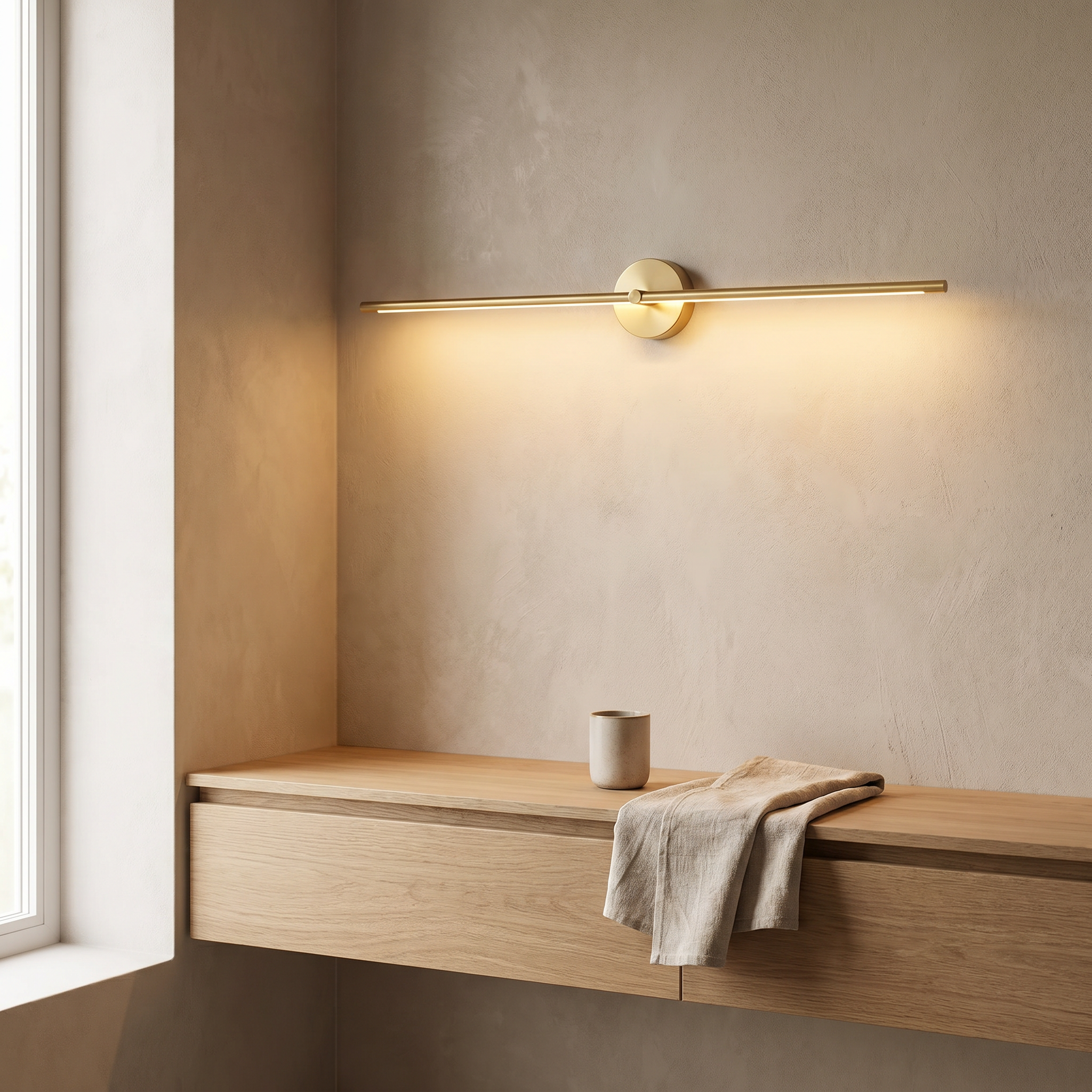Linear LED Wall Sconce, Metal and Aluminium, 3000K or 6000K, 60 or 80 cm