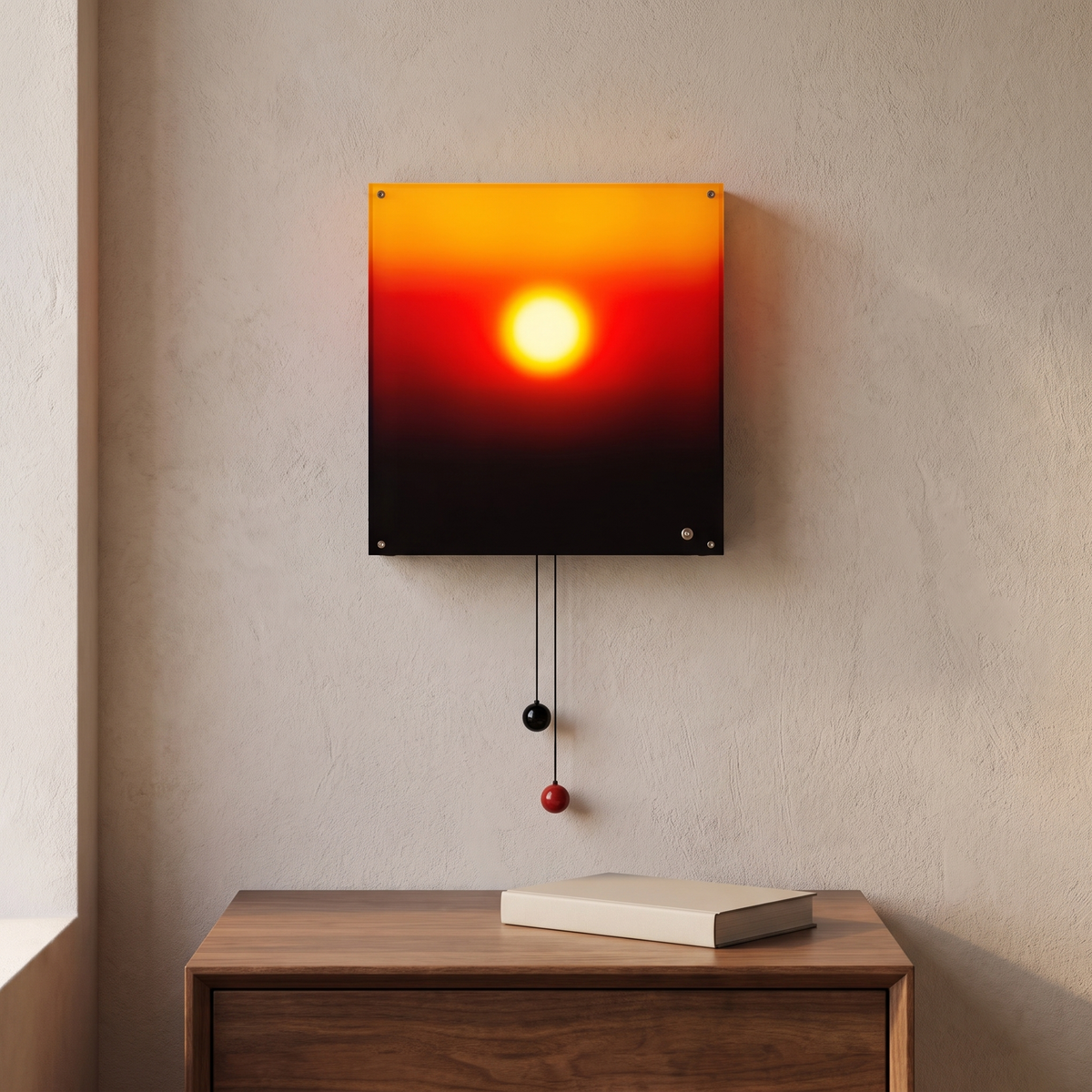 Lyng sunset wall light above a walnut nightstand