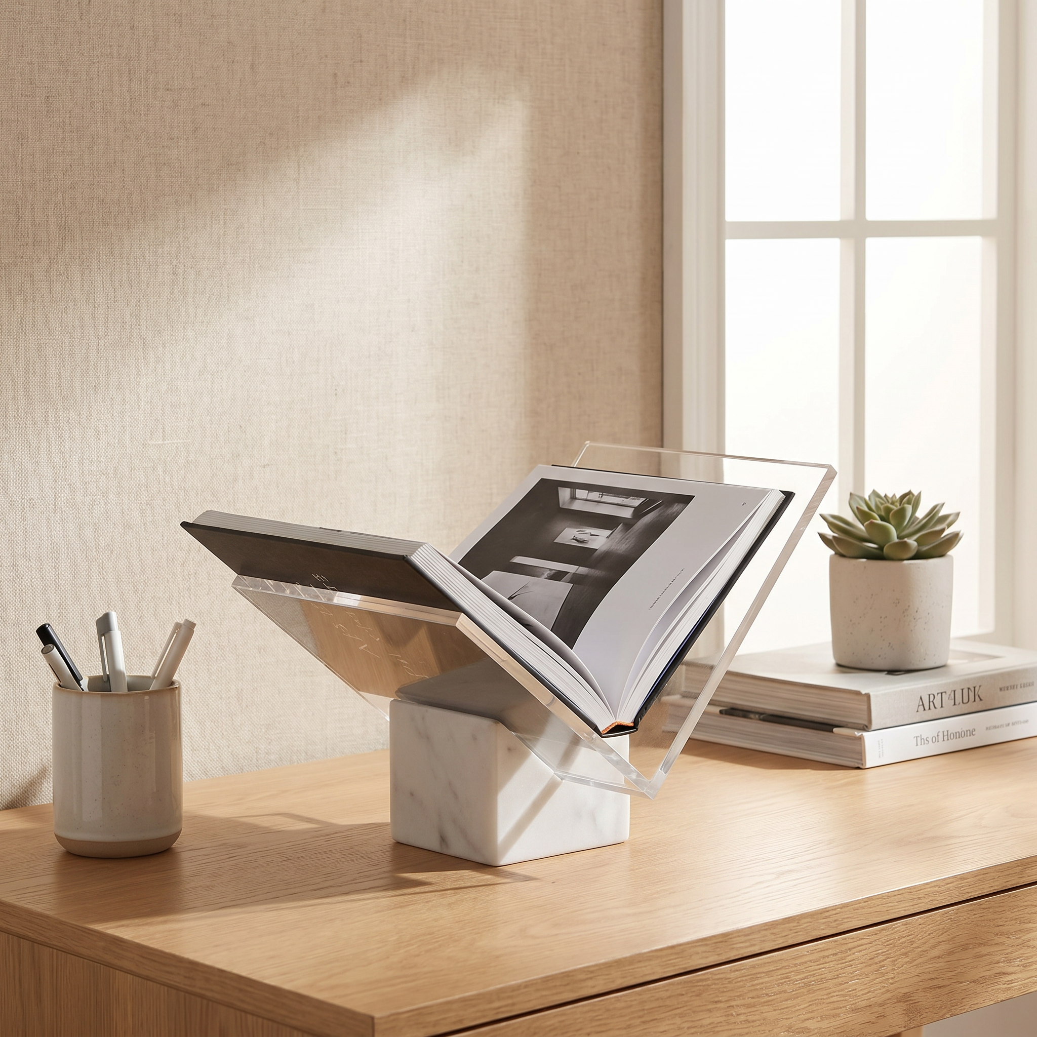 Marble Acrylic File Holder, 27 x 20 x 21.5 cm, White or Green