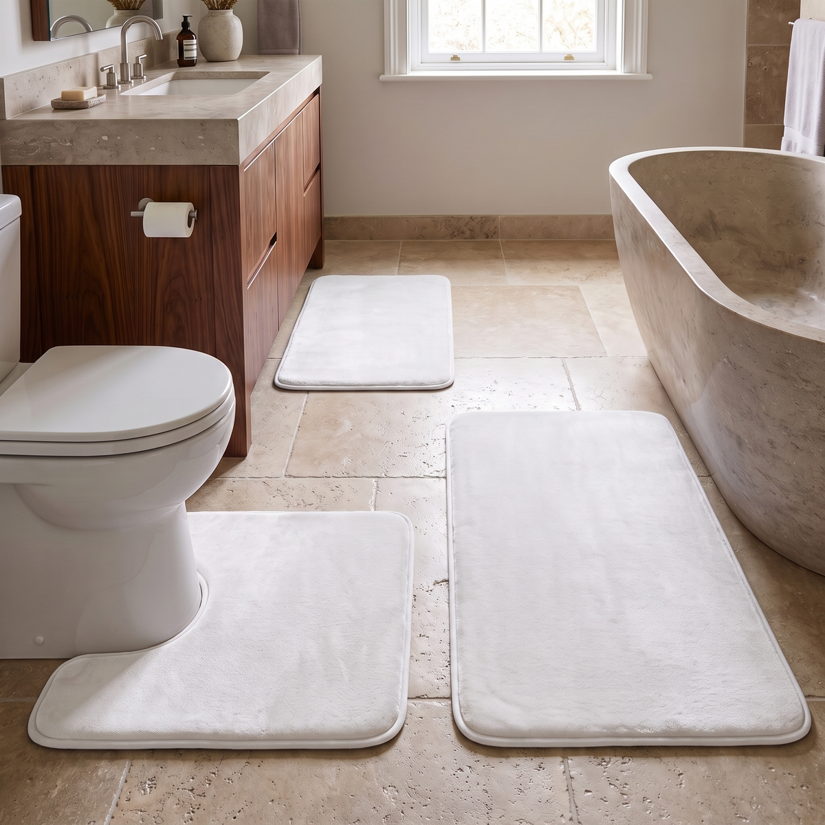 White bath mat set
