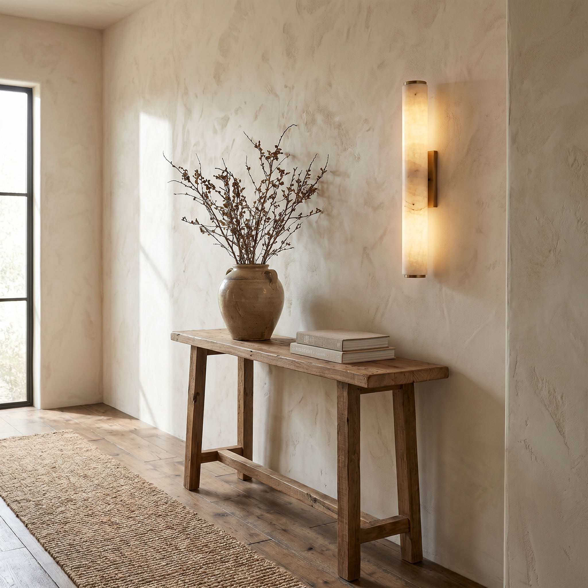 Marble Effect Wall Sconce, Resin and Iron, Copper Accents, Warm White LED