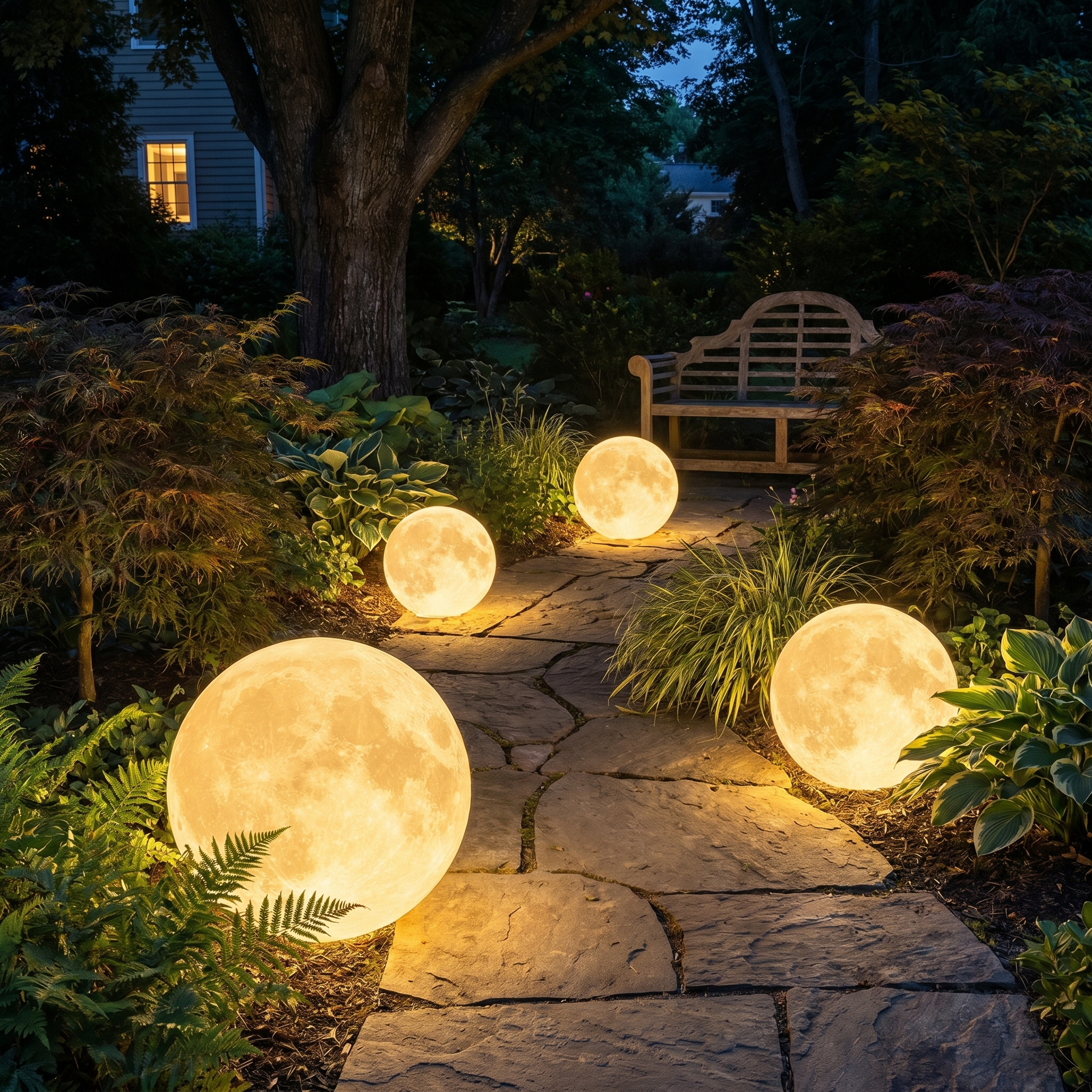Moon Garden Light, 16-Color Remote, IP65, USB or Solar Rechargeable