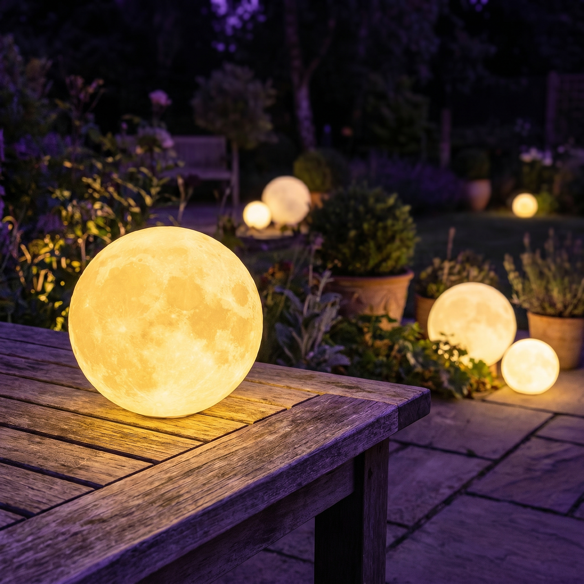 Moon Garden Light, 16-Color Remote, IP65, USB or Solar Rechargeable