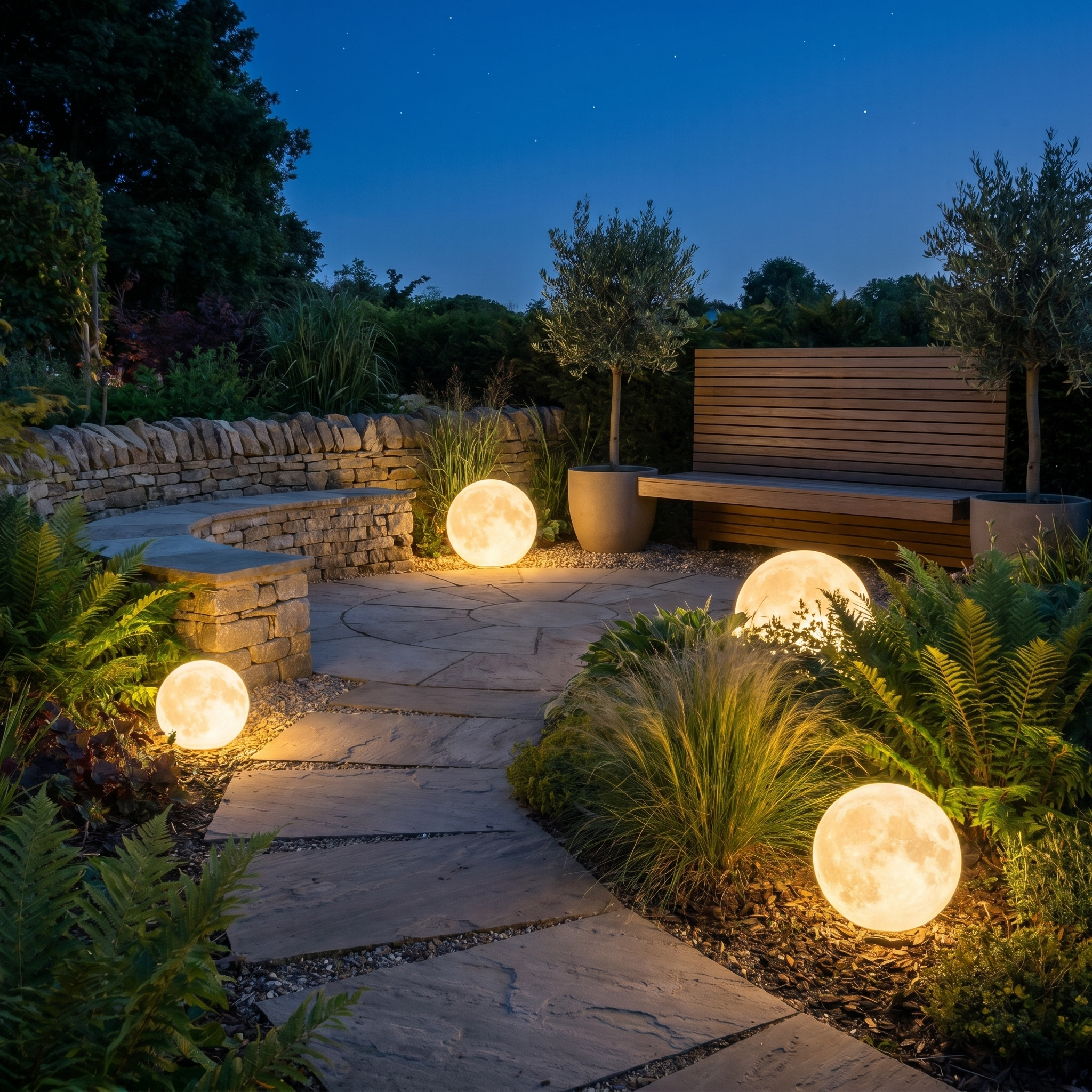 Moon Garden Light, 16-Color Remote, IP65, USB or Solar Rechargeable