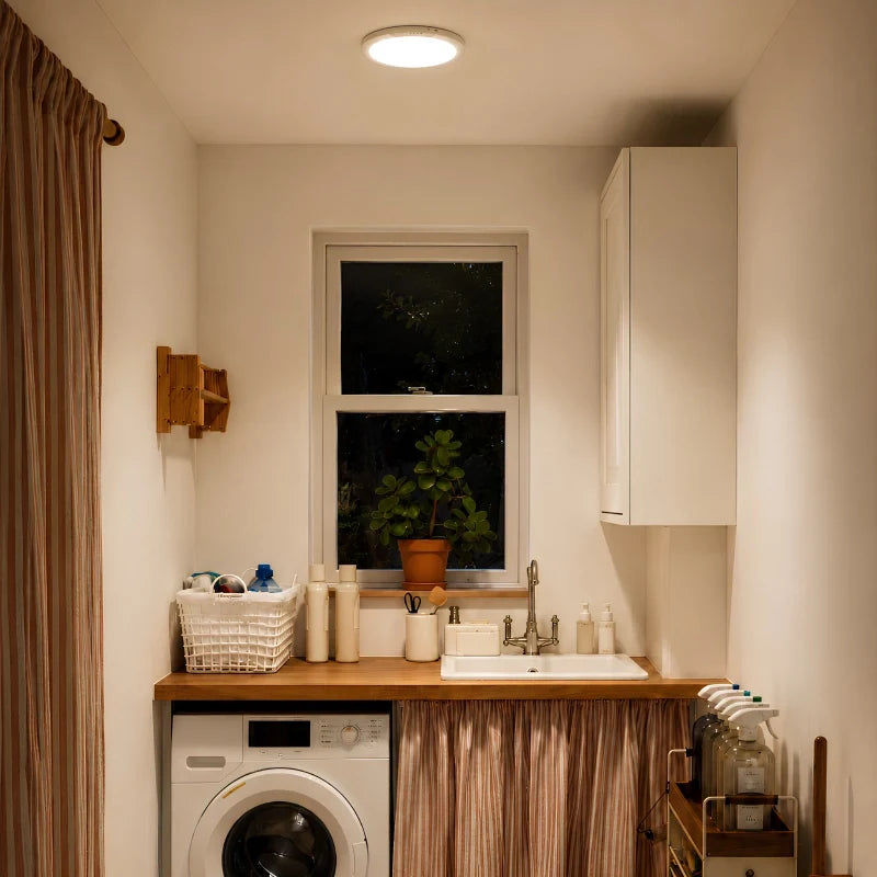 Motion light on a laundry room ceiling