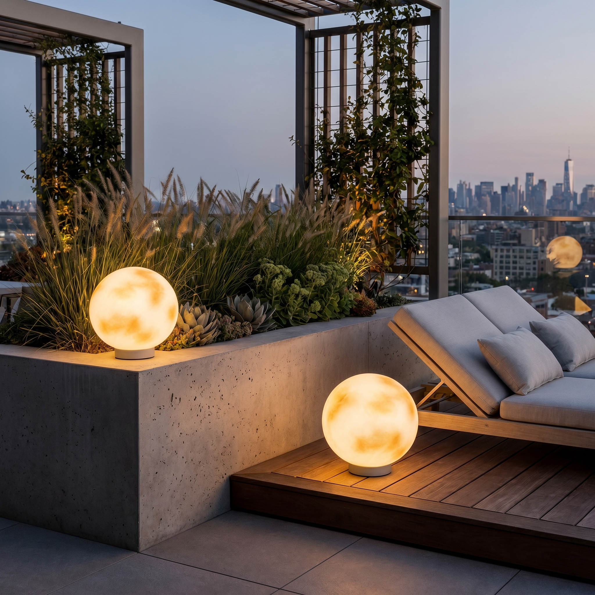 Moon-Shaped Pillar Light, PE, IP65, Solar or Hardwired, Five Diameters