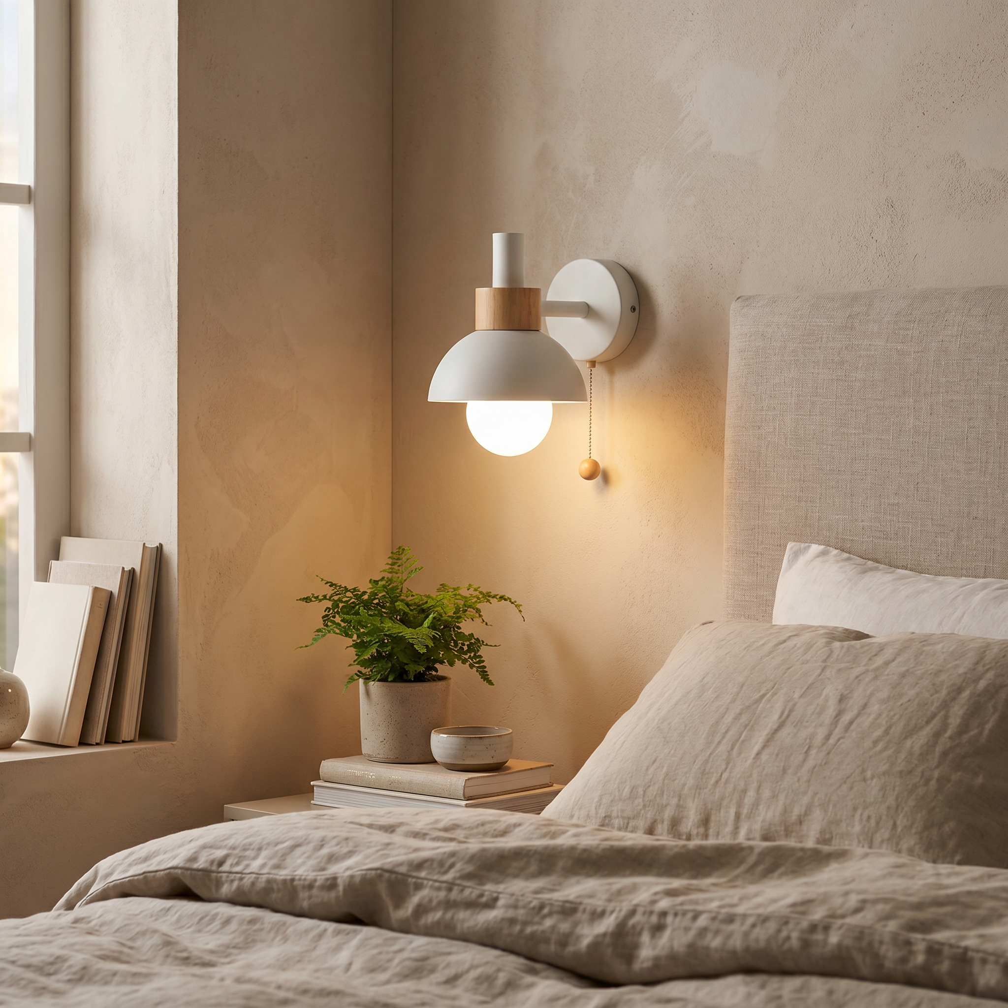 Nordic Globe Wall Sconce, Iron and Glass, E26, Five Colors, Pull-Chain
