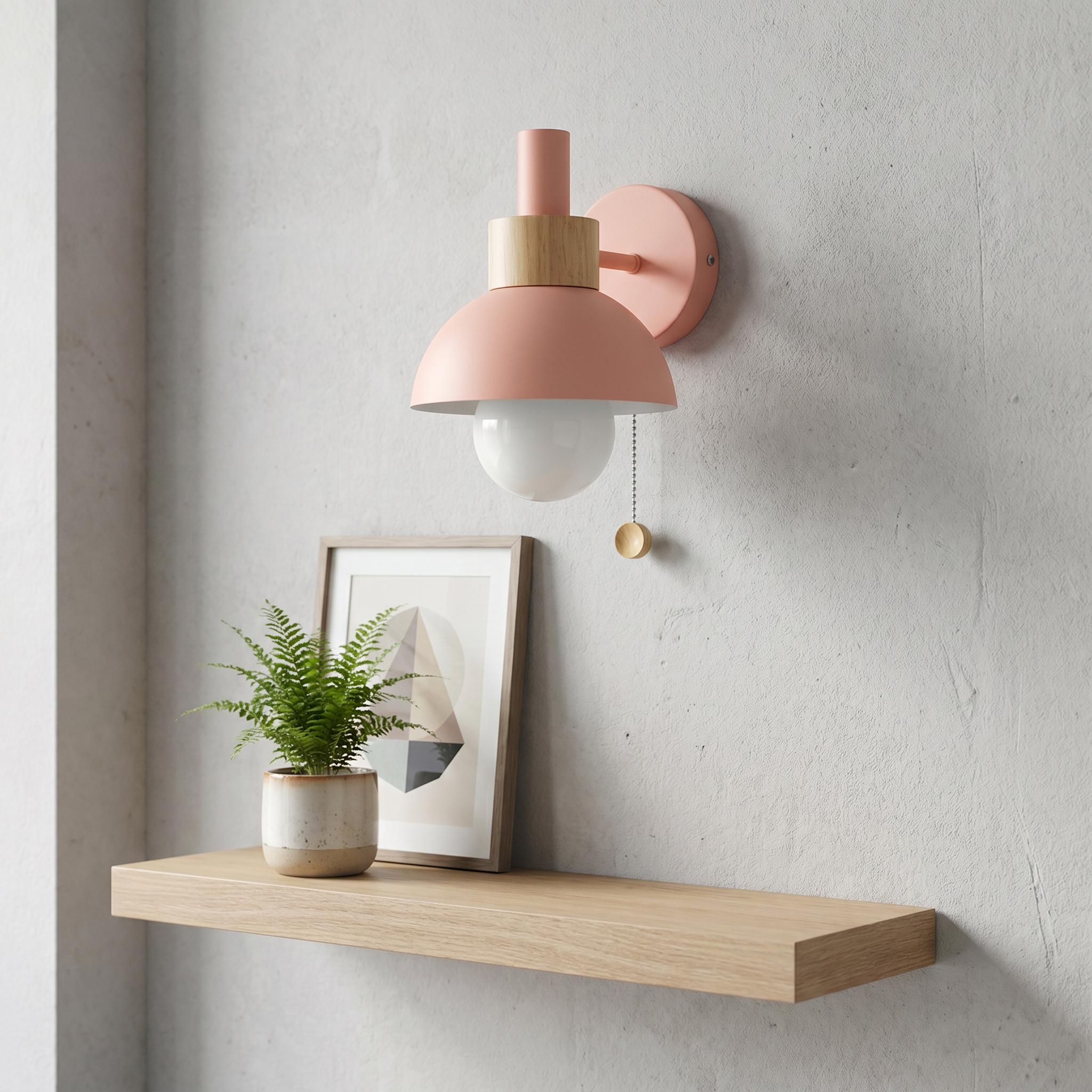 Nordic Globe Wall Sconce, Iron and Glass, E26, Five Colors, Pull-Chain