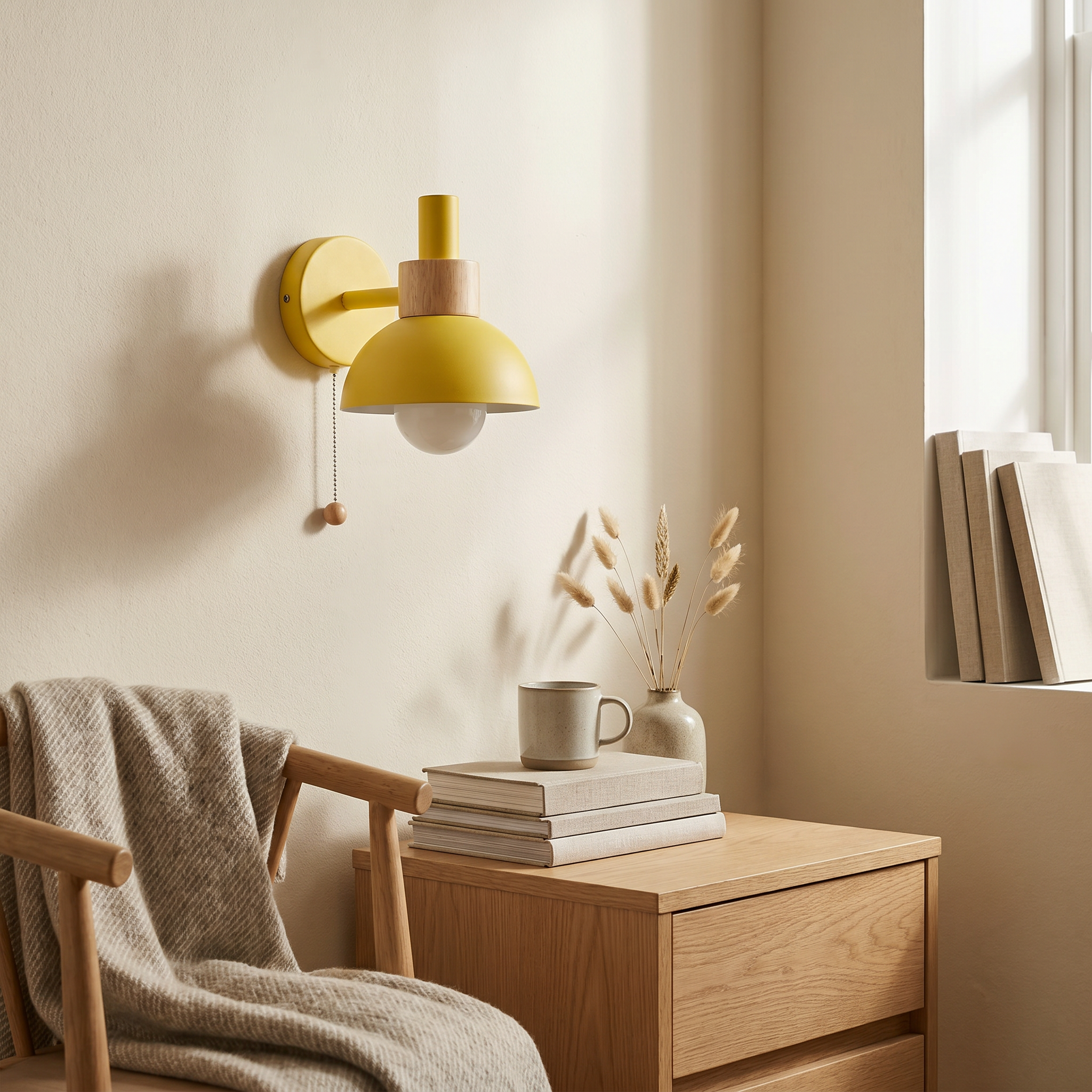 Nordic Globe Wall Sconce, Iron and Glass, E26, Five Colors, Pull-Chain