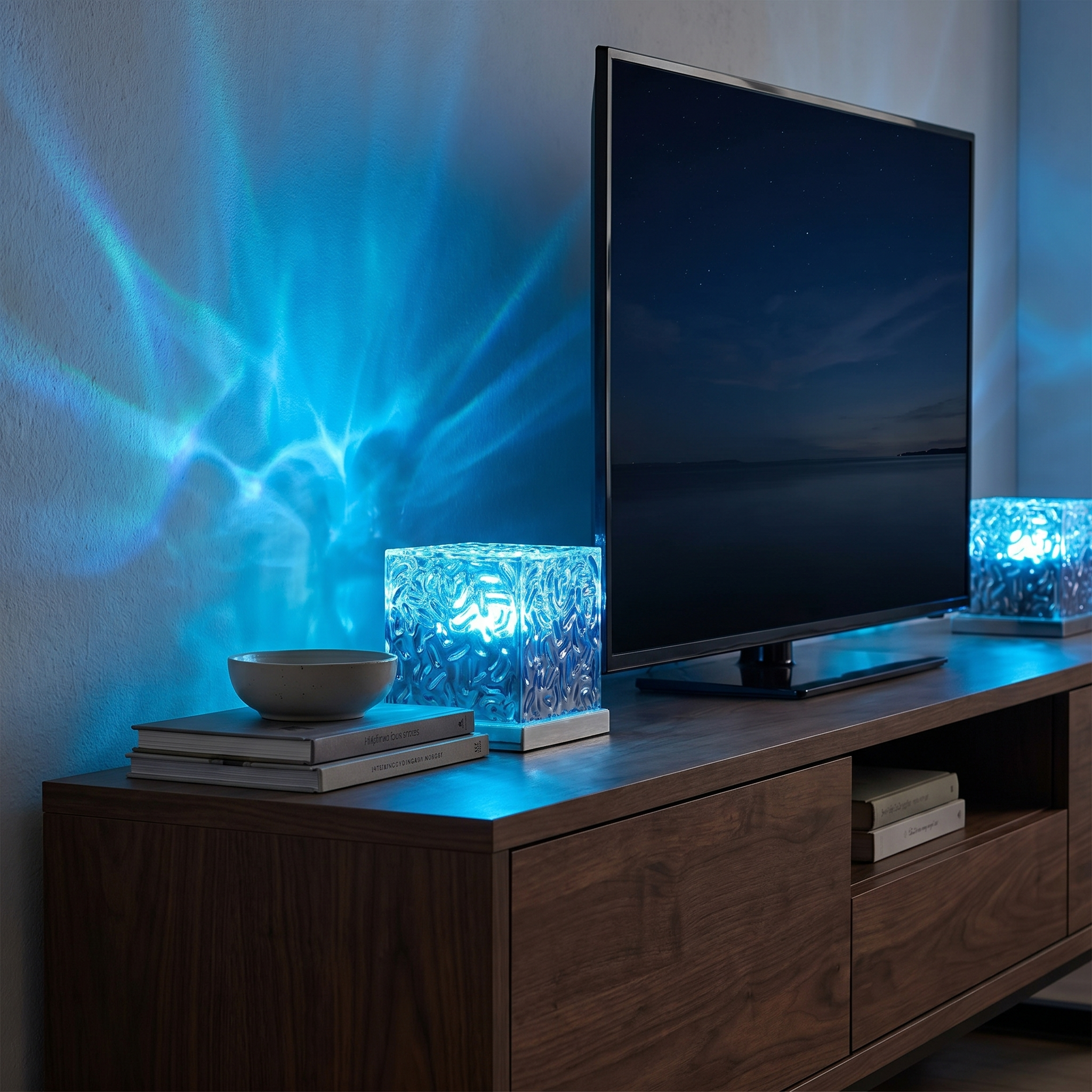 Northern Lights Cube Lamp, 16-Color Prism, Wood and Acrylic, USB