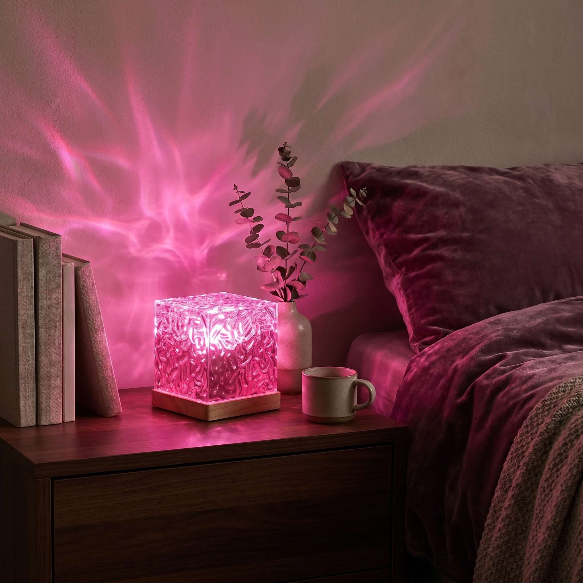 Northern Lights Cube Lamp, 16-Color Prism, Wood and Acrylic, USB