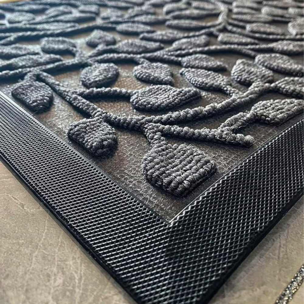 Olive Grove Door Mat, Non-Slip Branch Design Rug