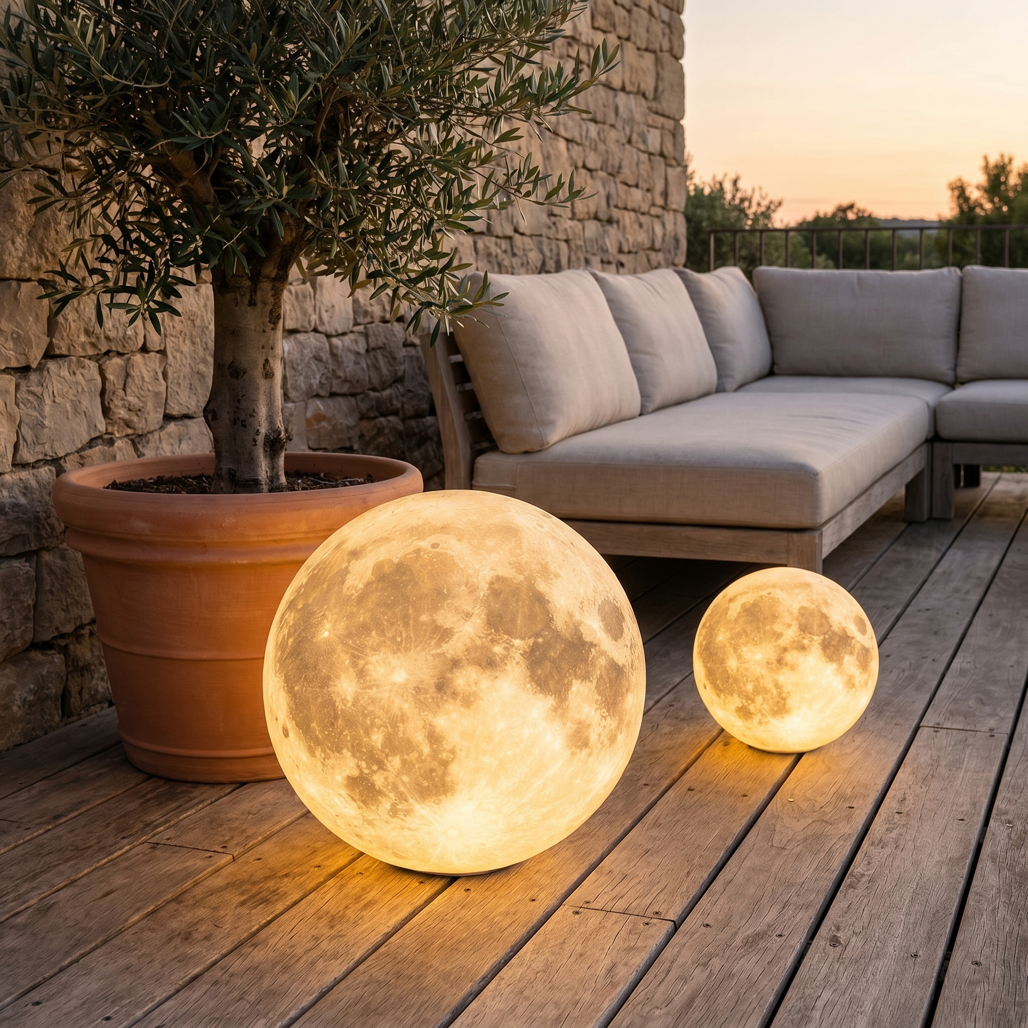 Outdoor Moon Lawn Light, PE Plastic, IP65, Warm White, E27, Three Sizes