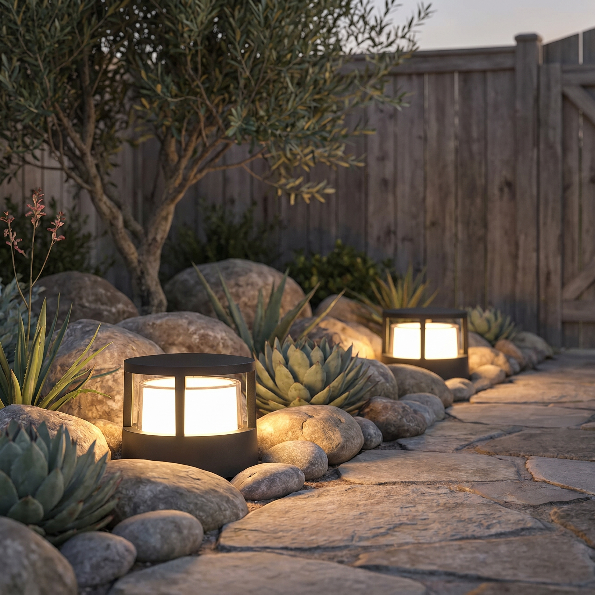 Outdoor Post Light, Double-Layer Acrylic, Aluminum, IP65, Warm White 5W