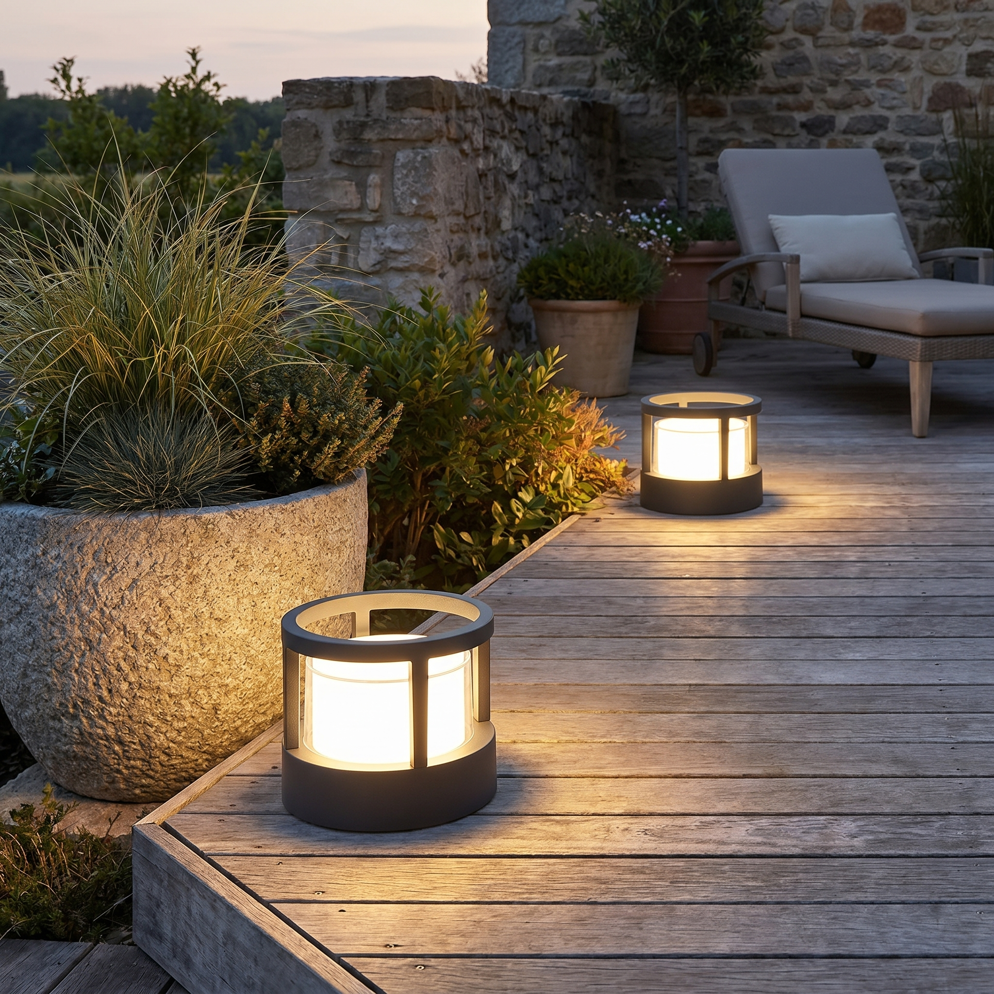 Outdoor Post Light, Double-Layer Acrylic, Aluminum, IP65, Warm White 5W