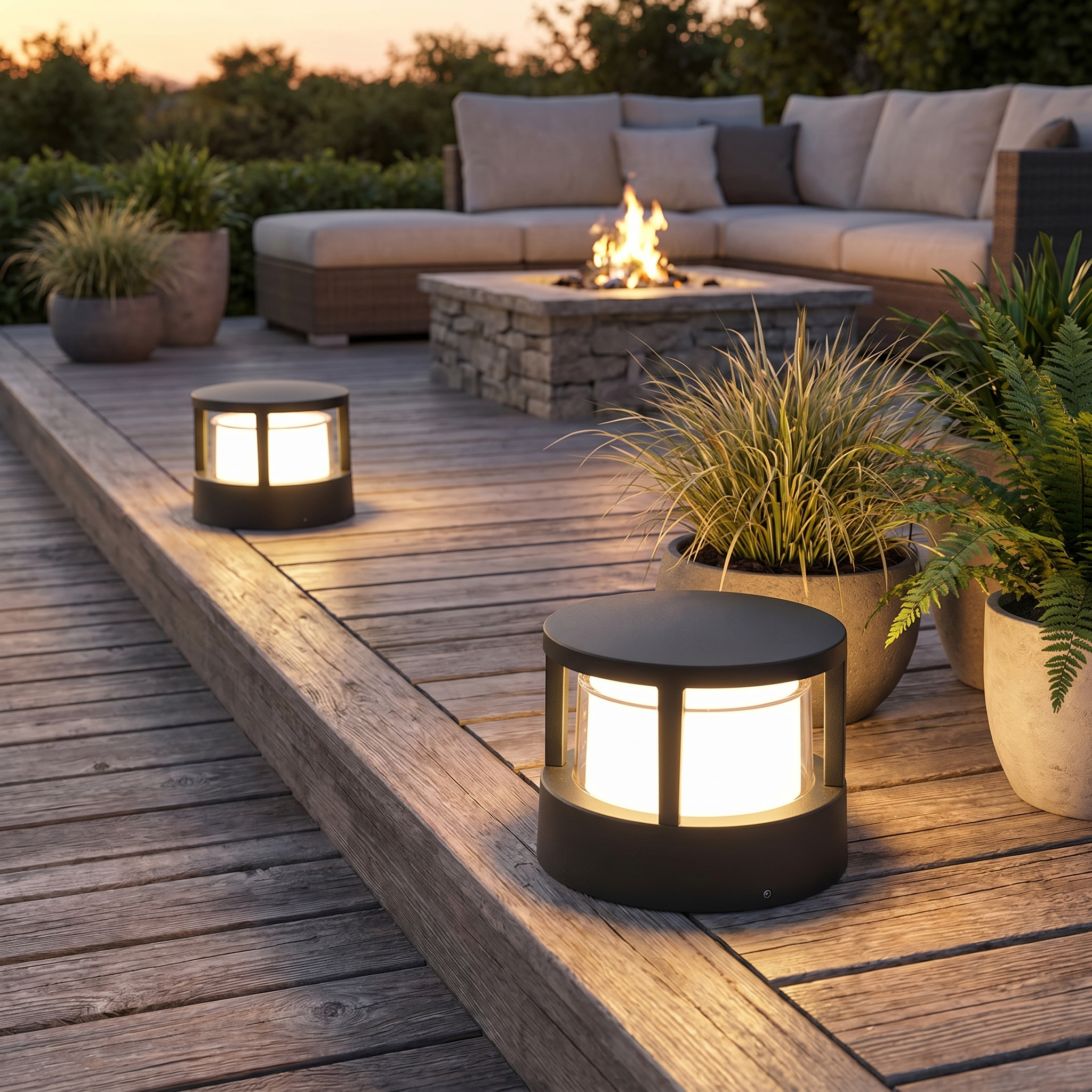 Outdoor Post Light, Double-Layer Acrylic, Aluminum, IP65, Warm White 5W