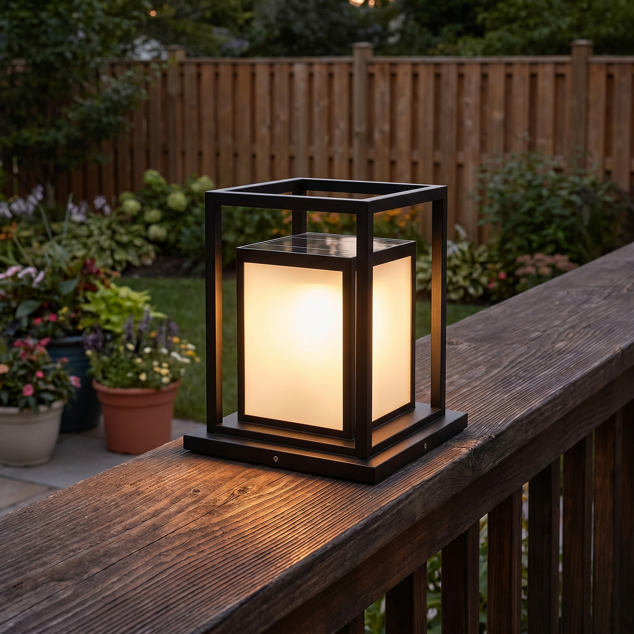 Outdoor Pillar Light, Stainless Steel and Acrylic, IP65, Solar or Hardwired