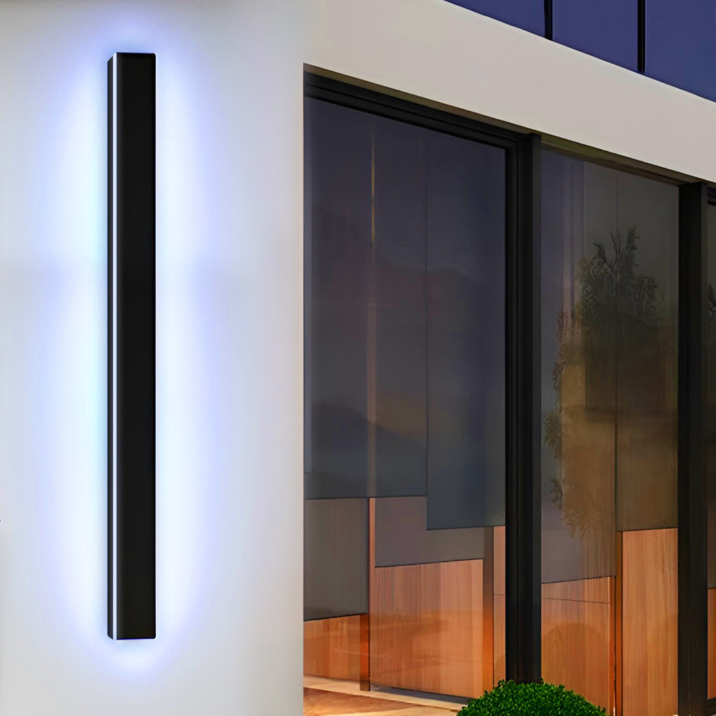 Outdoor Wall Light, Black Linear LED Strip, IP65 Waterproof